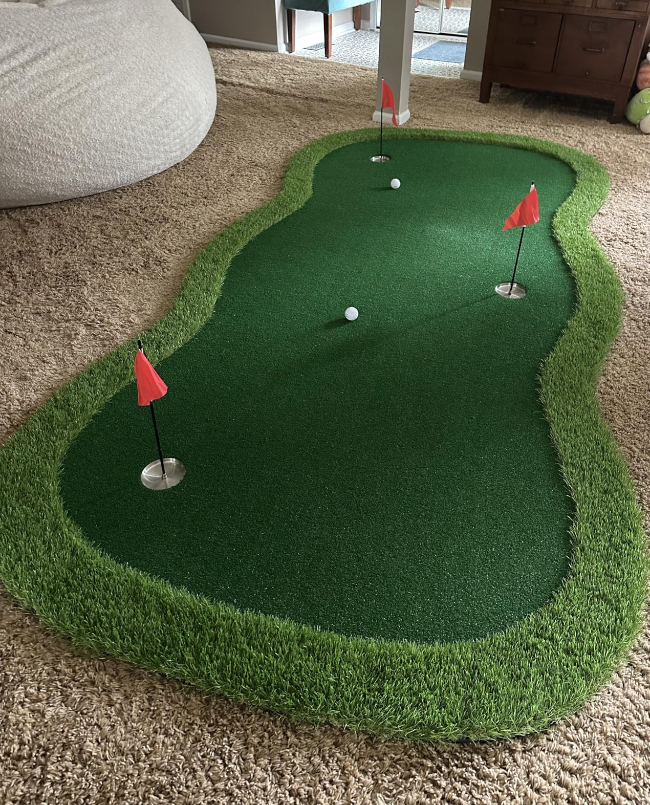 Chriiena Golf Putting Green,Large Practice Putting Mat for Indoor Outdoor customer photo 1