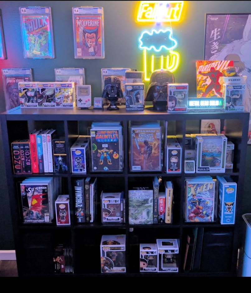 Patented Comic Book Storage Holder - Wooden & Acrylic Display Box/Case for Collectors - Organizer for Comics, Magazines & Books - Holds 150 Issues, 14.5x8 in (Black) customer photo 1