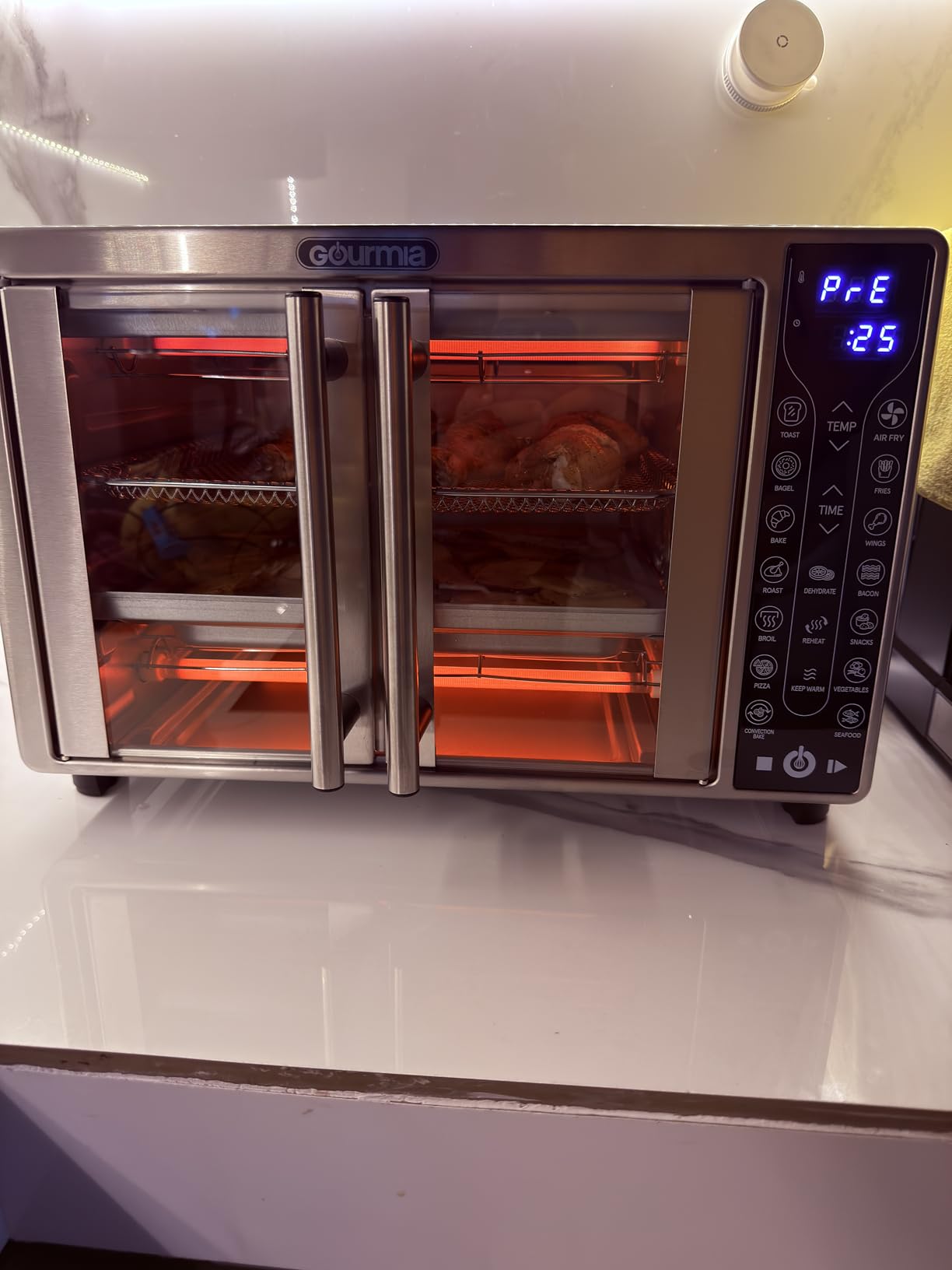 Gourmia French Door Air Fryer Toaster Oven - 6-Slice Capacity, FryForce 360°, Digital Display with 17 Cooking Presets, Stainless Steel customer photo 2