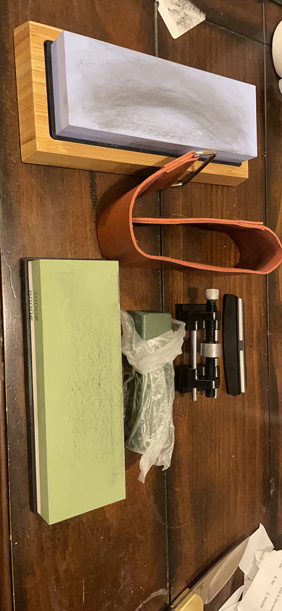Whetstone Knife Sharpening Stone Set, Double-Sided Grit 400/1000 3000/8000 | Complete Knife Sharpener Stone Kit with Non-Slip Base, Angle Guide, Flatting Stone, Honing Guide, Leather Strop customer photo 1