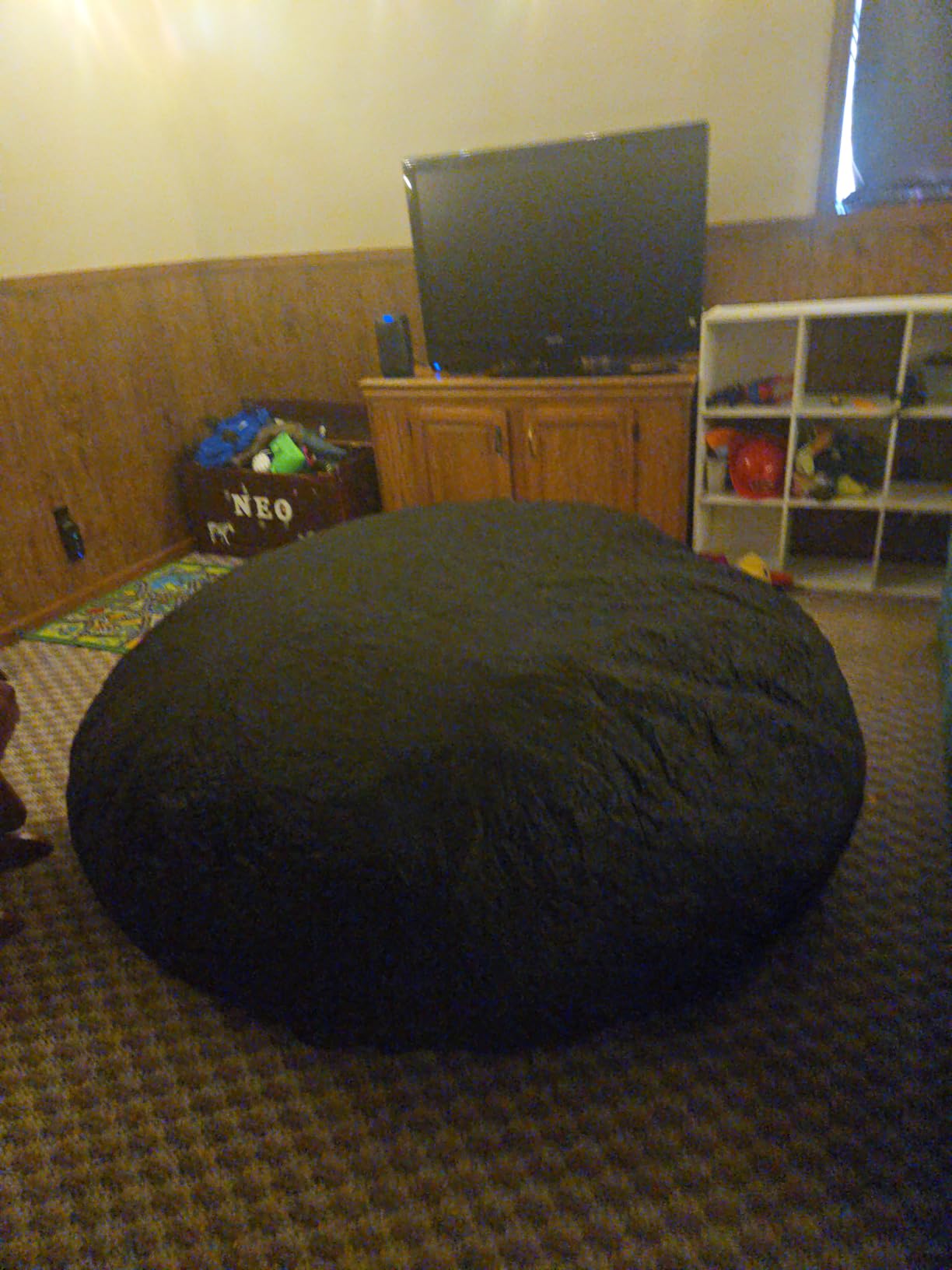 Bean Bag Chair 3Ft Luxurious Velvet Ultra Soft Fur with High Rebound Memory Foam Bean Bag Chairs for Adults Plush Lazy Sofa with Fluffy Sponge 3' (Grey) customer photo 1