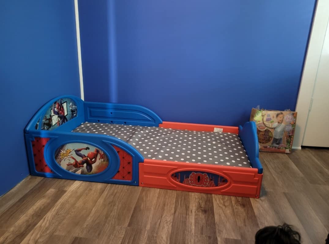 Delta Children - Spider-Man Plastic Sleep and Play Toddler Bed with Attached Guardrails customer photo 2