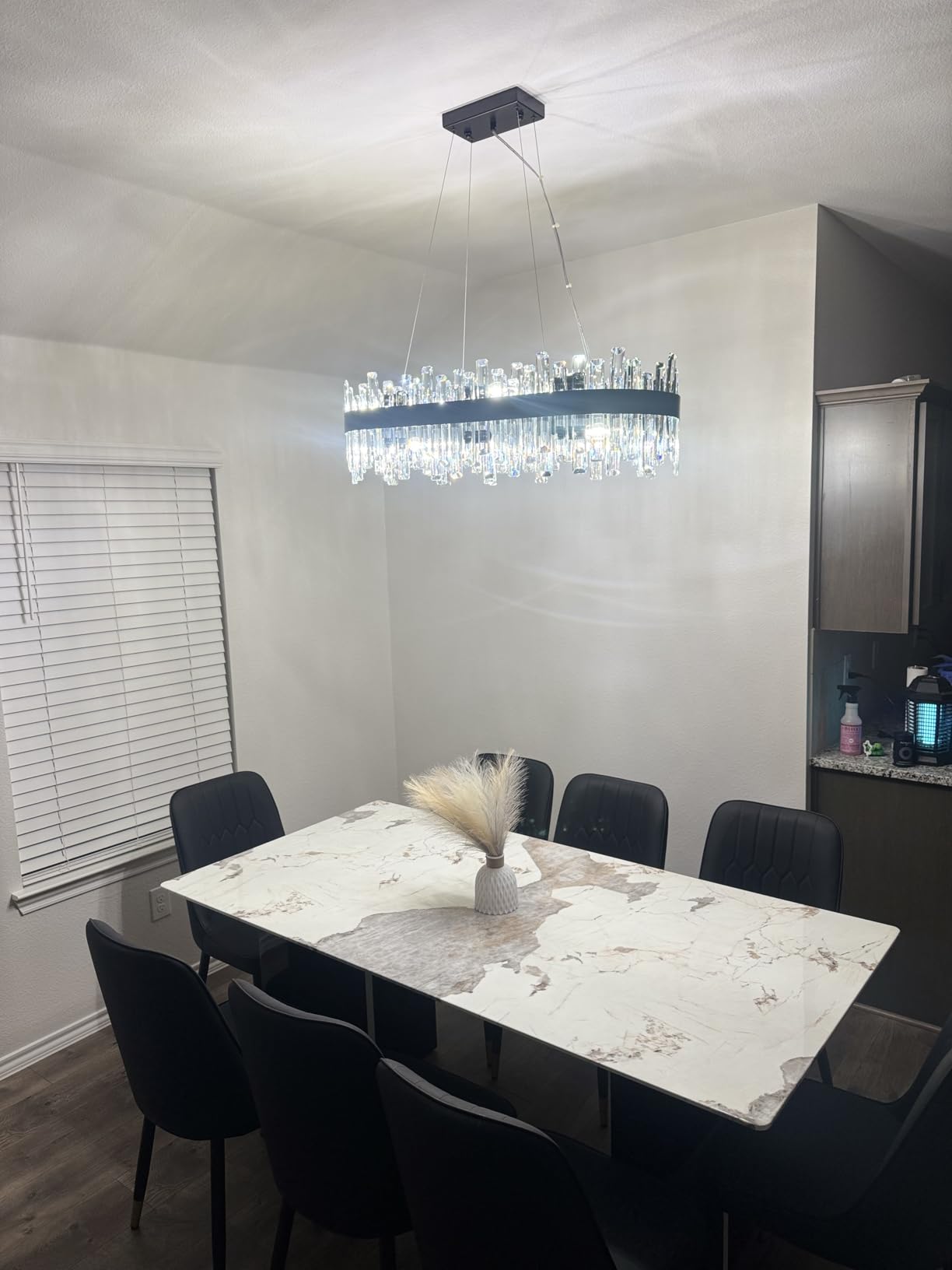 Siljoy 12-Light Modern Crystal Chandelier, Luxury Brushed Gold 2-Tiers K9 Crystal Raindrop Chandelier, Elegant Dimmable Crystal Chandelier Ceiling Light for Dining Living Room Kitchen D19.7'' customer photo 2