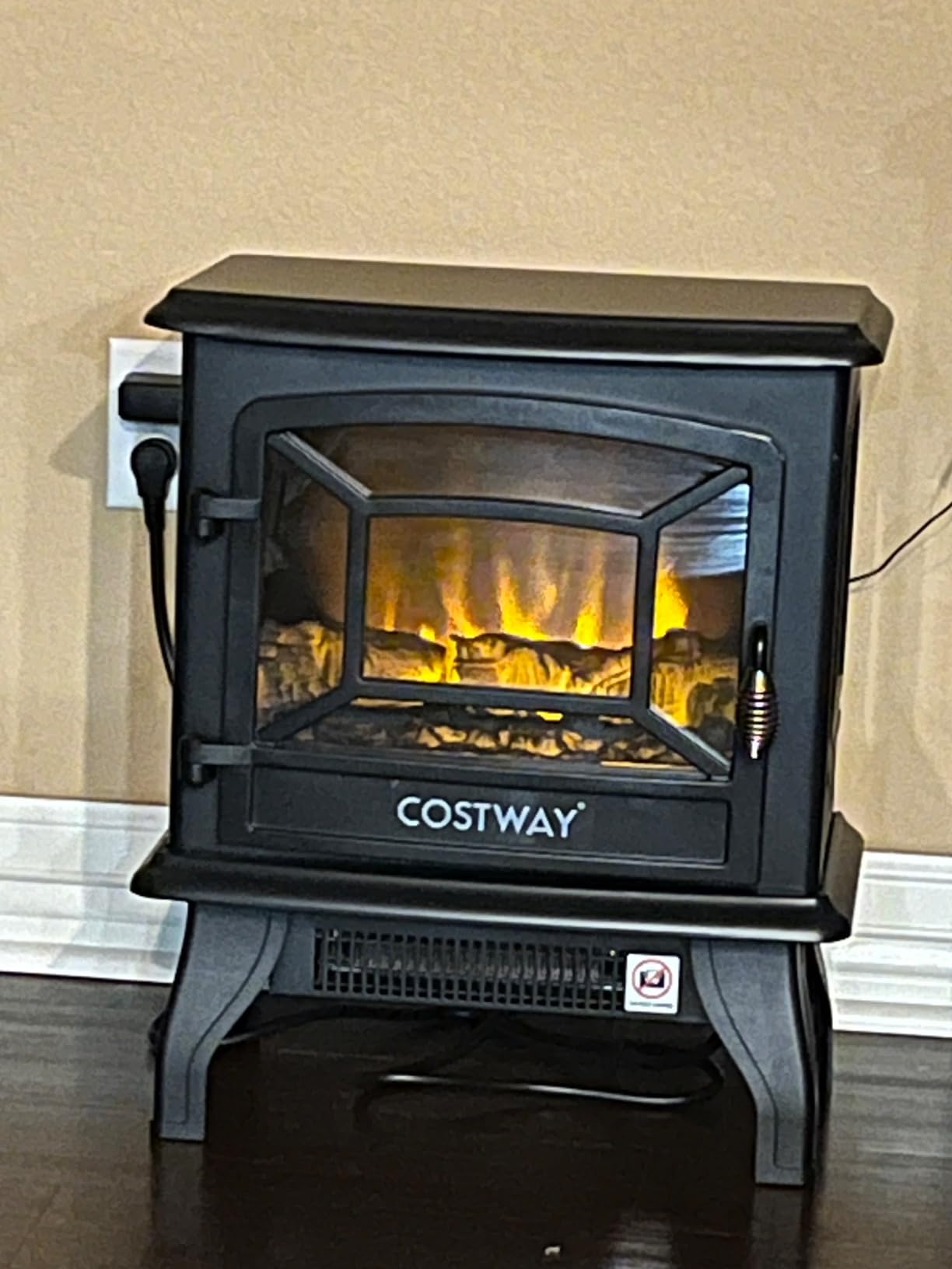 Tangkula 25 Inches Electric Fireplace Stove, 1400 W Freestanding Fireplace Heater, Indoor Electric Stove Heater w/Realistic Dancing Flame Effect, Adjustable Temperature, Overheat Protection customer photo 2