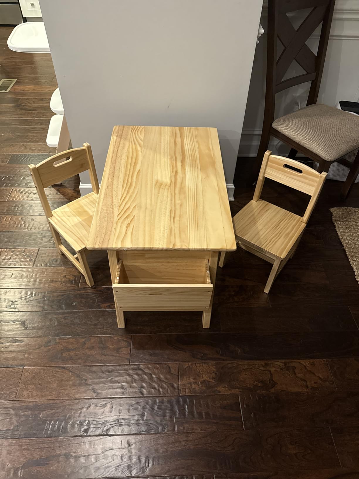 Kids Solid Wood Table & 2 Chairs Set for Kids Playroom | Activity Table for Boys and Girls, Includes DIY-Install Storage Cubby Accessories customer photo 1