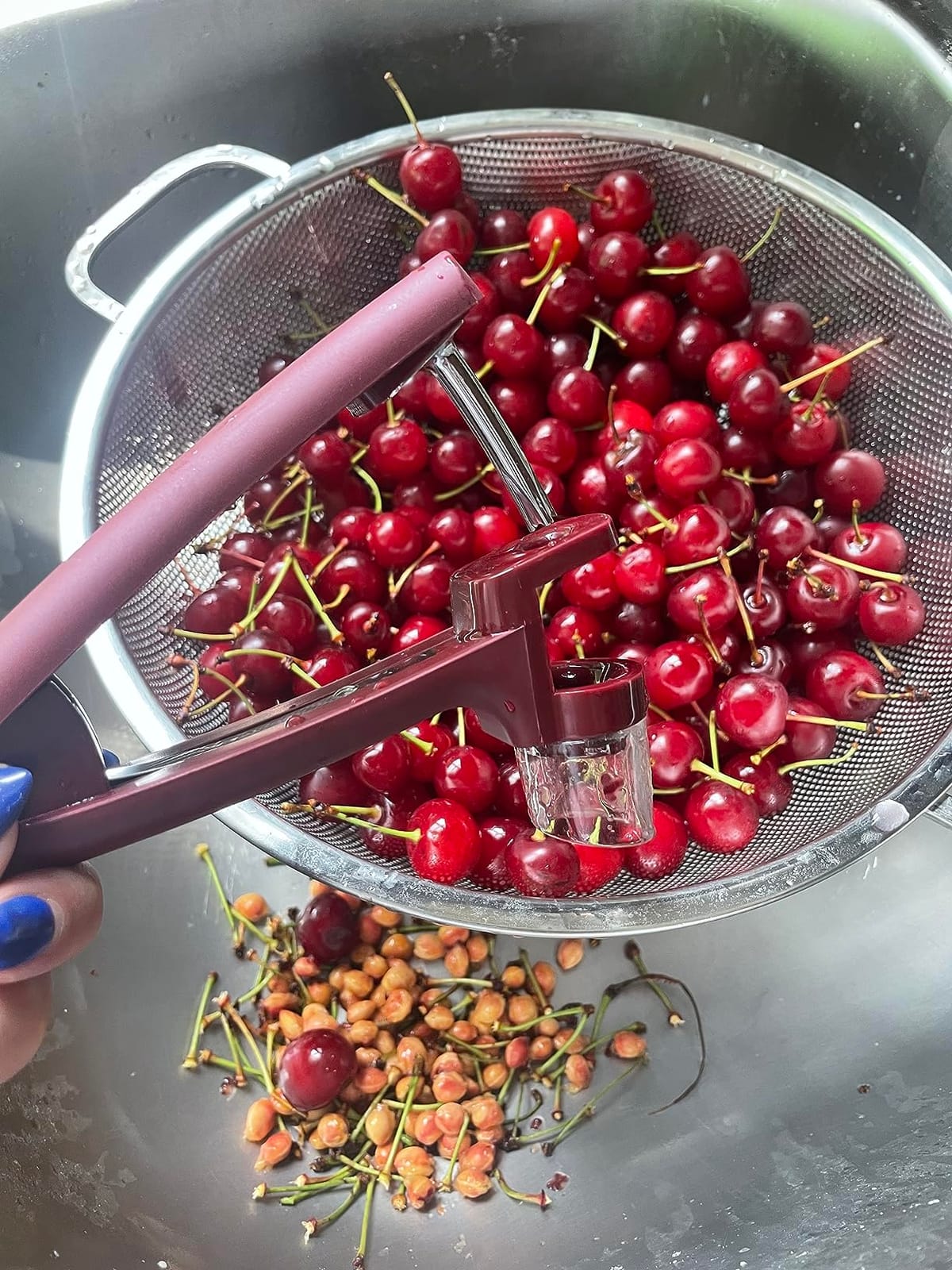 OXO Good Grips Cherry & Olive Pitter - Beet customer photo 2