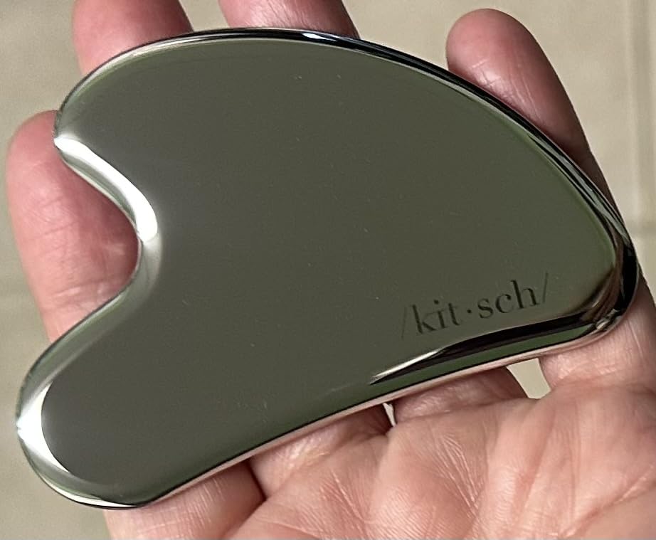 Kitsch Stainless Steel Gua Sha Facial Tools - Guasha Tool for Face, Face Sculpting Tool, Neck Massager, Double Chin Reducer Gua Sha Tools, Lymphatic Drainage Massager, Facial Skin Care - Silver customer photo 1
