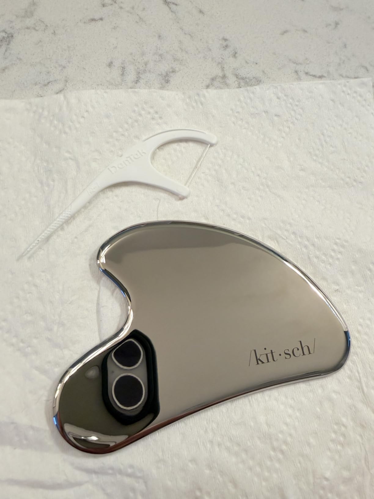 Kitsch Stainless Steel Gua Sha Facial Tools - Guasha Tool for Face, Face Sculpting Tool, Neck Massager, Double Chin Reducer Gua Sha Tools, Lymphatic Drainage Massager, Facial Skin Care - Silver customer photo 2