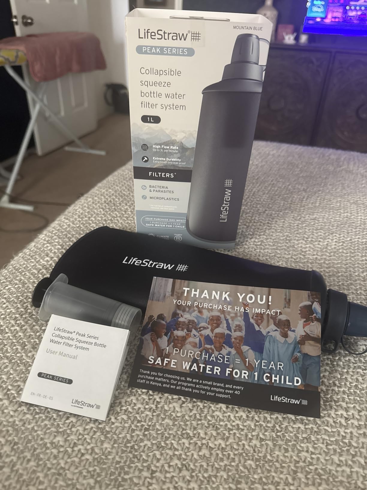 LifeStraw Peak Series Collapsible Squeeze Bottle Water Filter System, 650 ml, Dark Mountain Gray customer photo 2