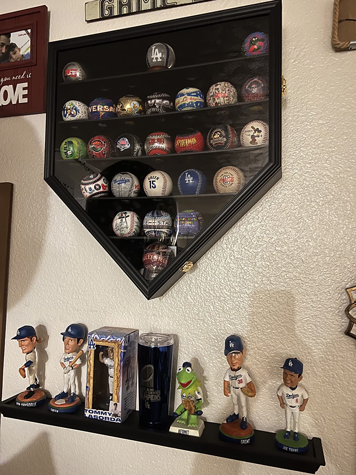Baseball Display Frame Case Lockable Black Shadow Box for 30 Balls | Wooden Wall Cabinet Showcase Holder With Anti Fade UV Protected Acrylic Door for Homerun and Collector Autograph Baseballs customer photo 2