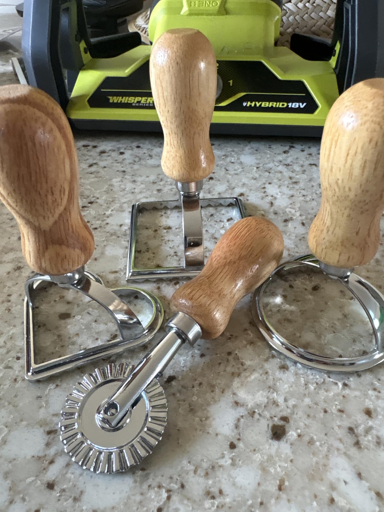TACGEA Ravioli Stamp Maker Cutter with Roller Wheel (Set of 4), Wooden Handle and Fluted Edge, for Ravioli, Pasta, Dumplings Lasagna, Pierogi customer photo 2