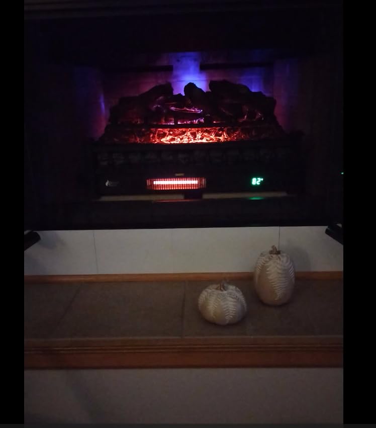TURBRO Eternal Flame 26-Inch Infrared Quartz Electric Fireplace Log Heater, Realistic Lemonwood Logs, Adjustable Flame Colors, Remote Control, Thermostat, Timer, EF26-LG, 1500W, Black customer photo 2