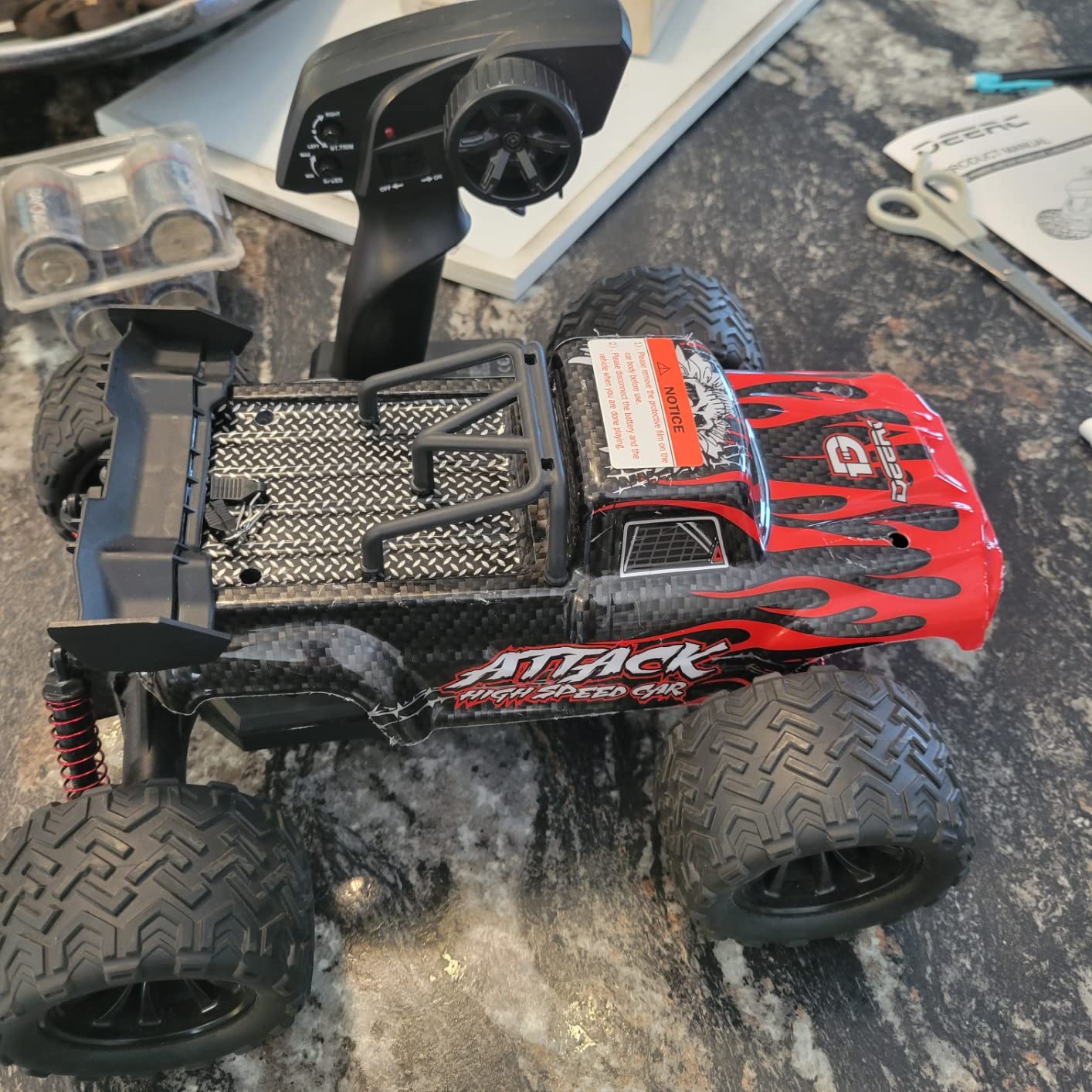 DEERC 9500E 1:16 Scale All Terrain RC Car, 4x4 High Speed 40 KPH RC Truck | 2.4Ghz Remote Control Truck with 2 Batteries, Off-Road Monster Truck for Adults Kids customer photo 2