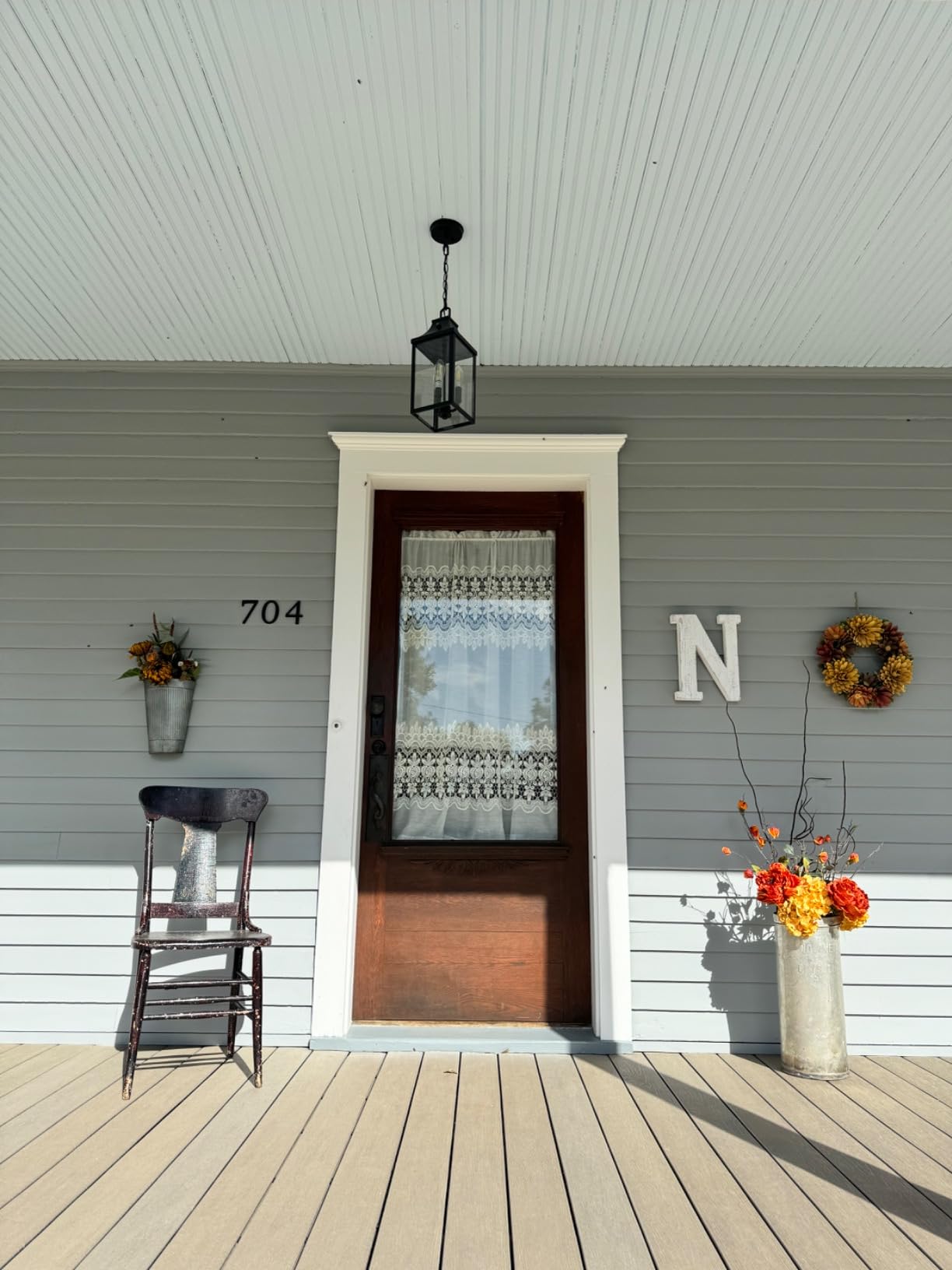 VIANIS Outdoor Pendant Light Fixtures for Porch, Exterior Ceiling Hanging Lanterns, Anti-Rust Waterproof Farmhouse Outdoor Chandelier, Black Gold Aluminum with Tempered Glass for Entryway, 1 Pack customer photo 2