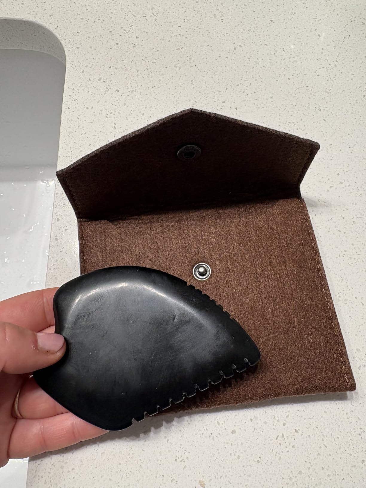 Gua Sha Facial Massage Tools, BianStone Traditional Face & Body Massage Tool, Lymphatic Drainage Face Sculpting Tool, The Newly Upgraded Unique Tooth Edge customer photo 1