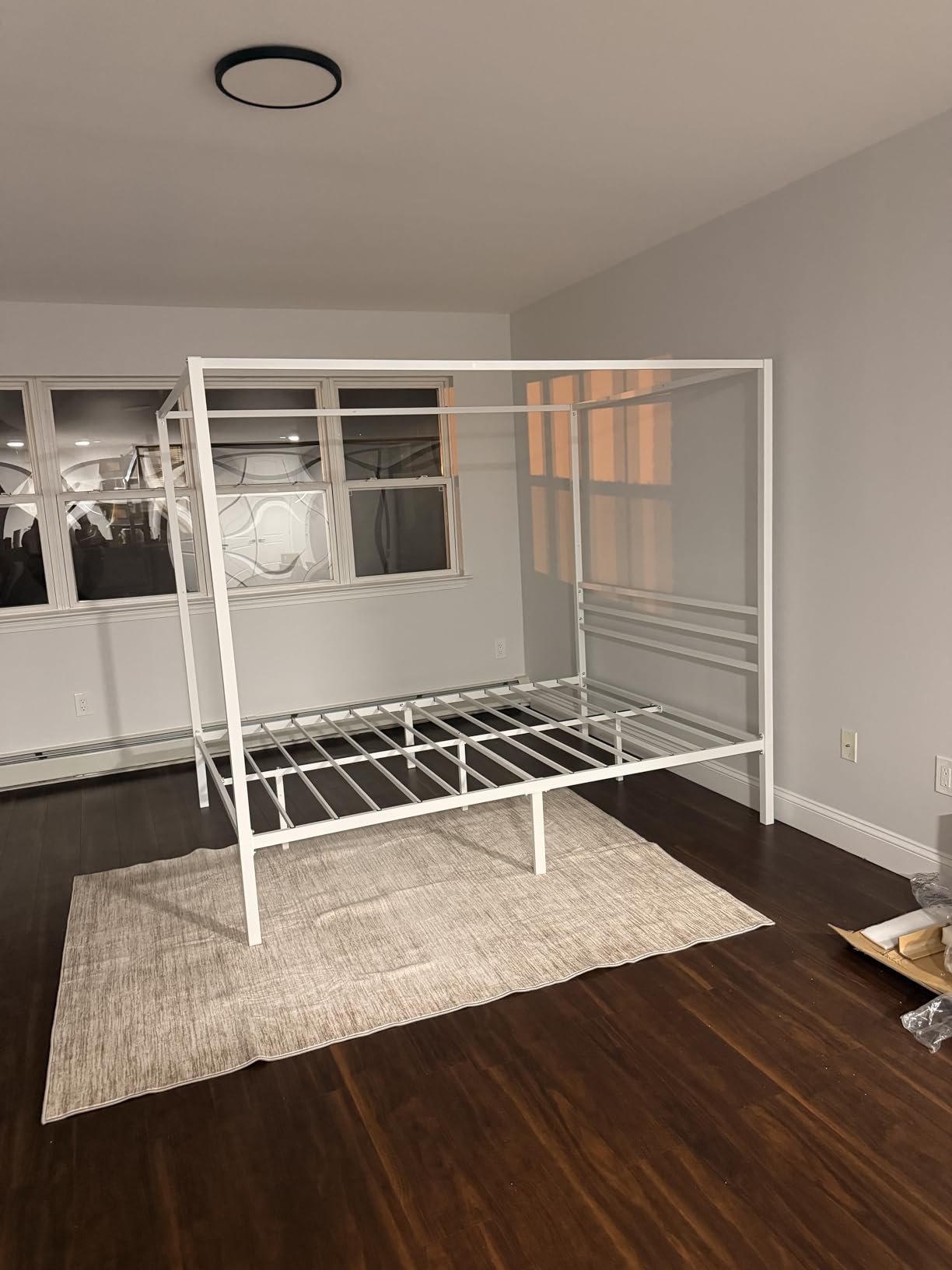 SHA CERLIN Queen Size Canopy Bed Frame with Heavy Duty Metal Slats, Black | Modern Minimalist Design Four-Poster, Under-Bed Storage Space, Mattress Foundation, No Box Spring Needed, Easy Assembly customer photo 1