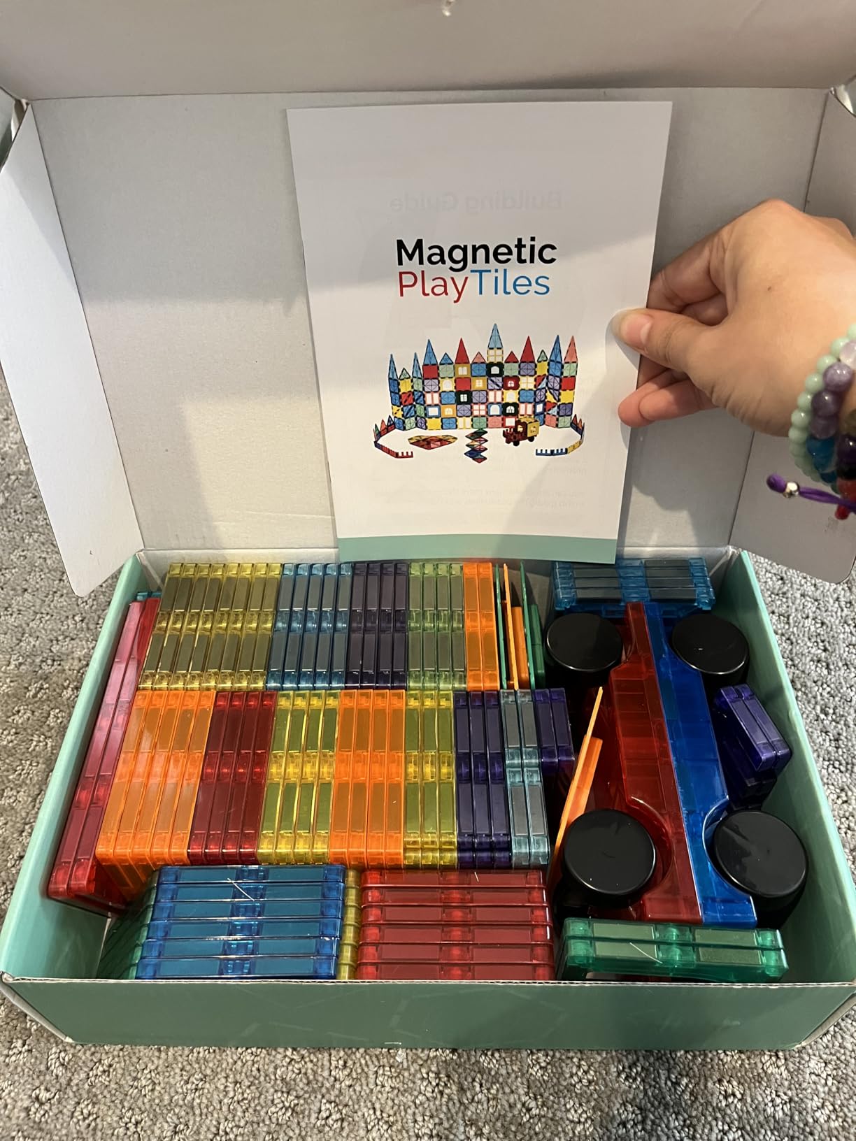 Magnetic Tiles, 100PCS Building Blocks, STEM Magnets Building Toy Set, Preschool Kindergarten Construction Stacking Toy, School Teacher Supplies, Classroom Must Haves customer photo 2