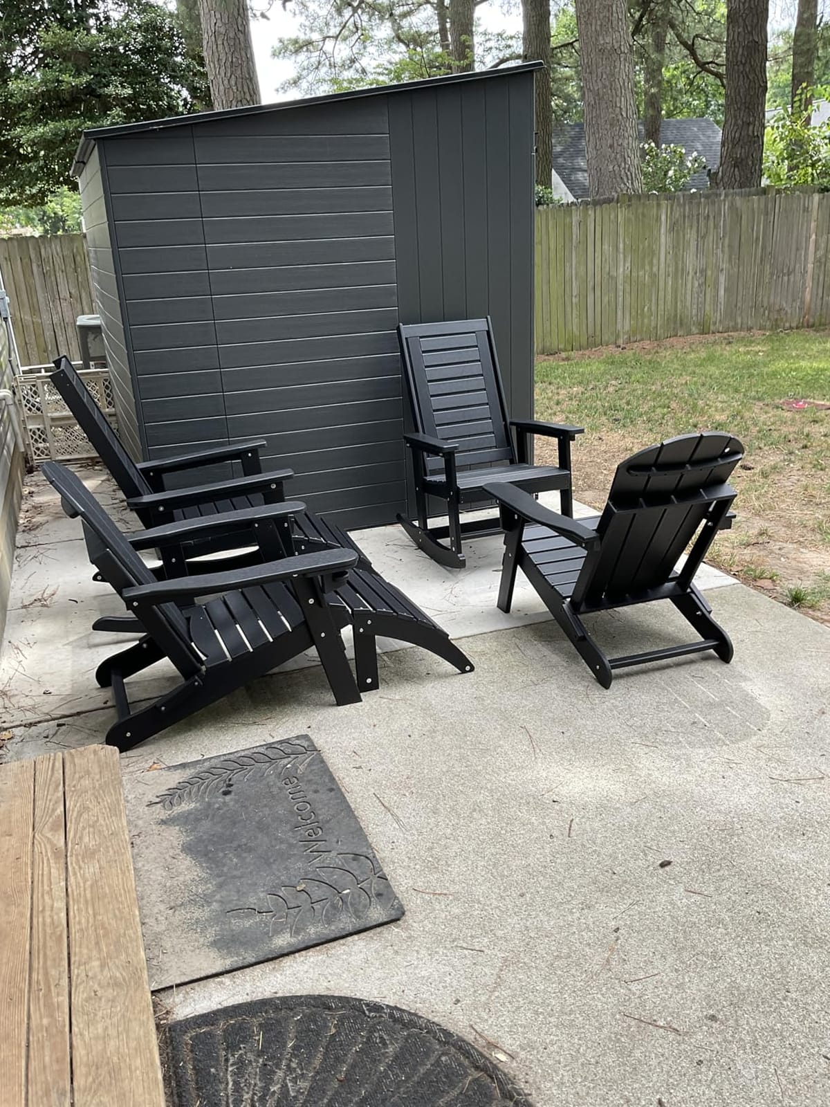 GREENVINES Oversized Outdoor Rocking Chairs Set of 2, HDPE Rocker, Black customer photo 2
