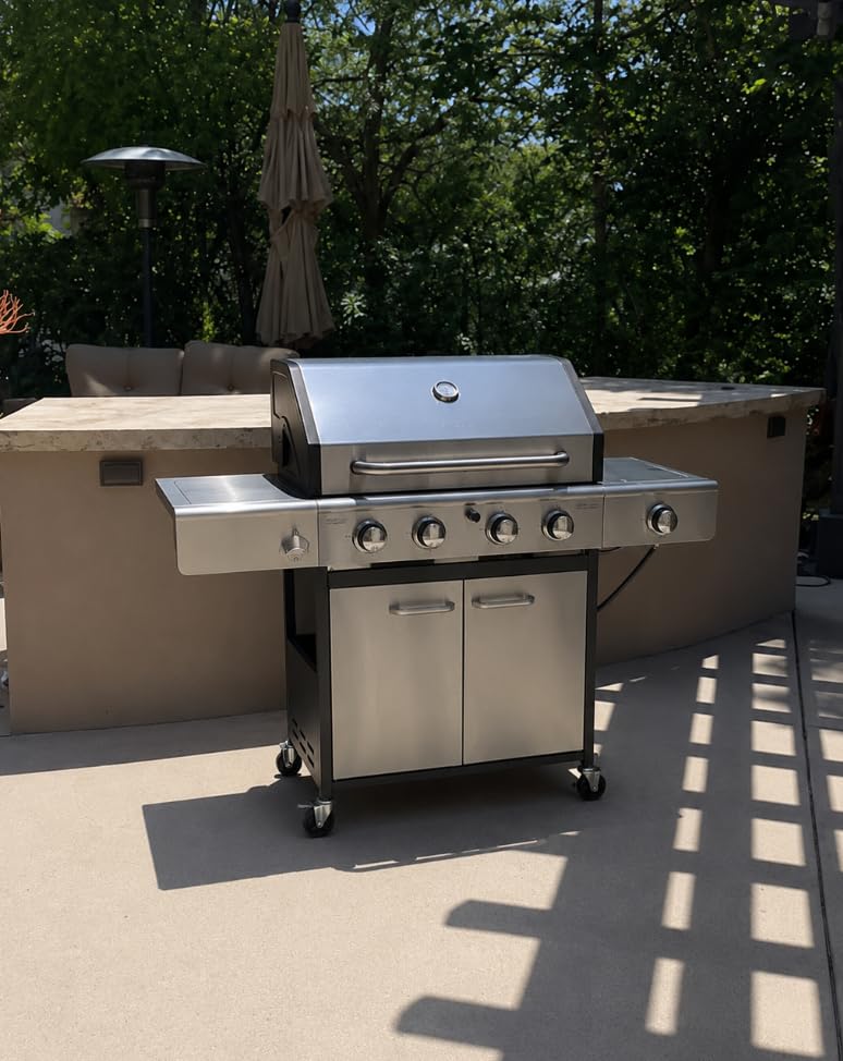 Captiva Designs Propane Gas BBQ Grill with Side Burner, 4 Burner 42,000 BTU | Porcelain-Enameled Cast Iron Grates, Stainless Steel Grill for Outdoor Cooking Kitchen and Patio Backyard Barbecue, Silver customer photo 1