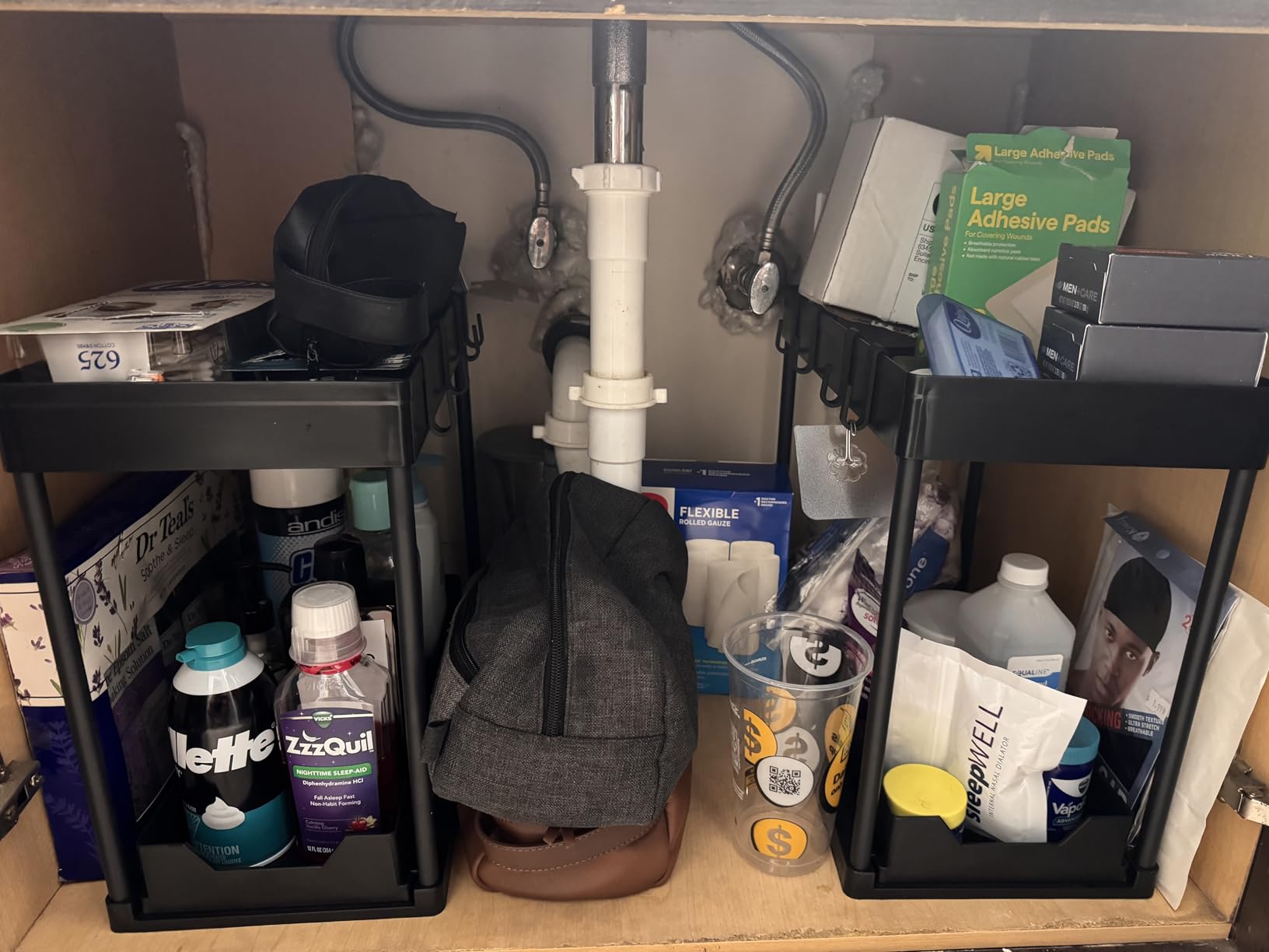 DEKAVA Under Sink Organizer 2 Pack, Bathroom Cabinet Organizer, 2 Tier Sliding Cabinet Basket Organizer Drawer, Multi-Purpose Bath Collection Baskets for Bathroom (Black) customer photo 2