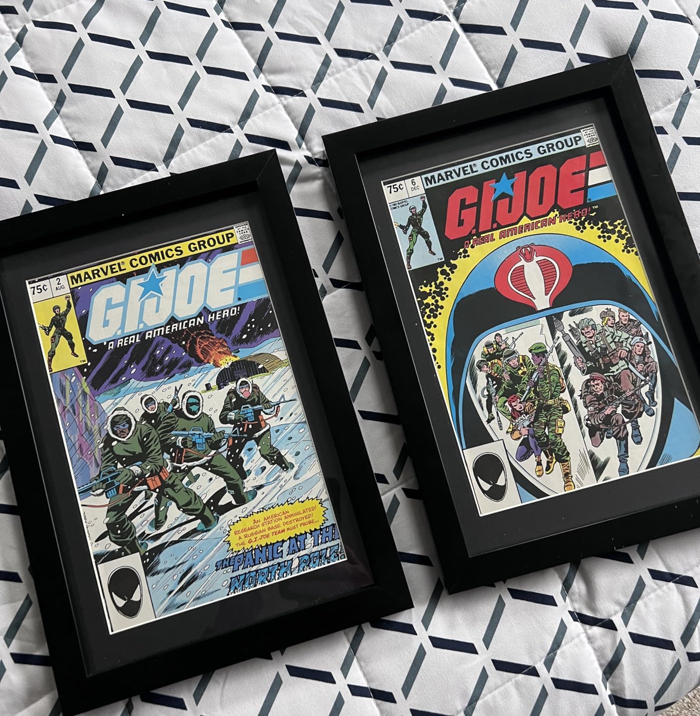 Comic Book Frame 2 Pack, Black & White Acid Free Double Mats, UV Protection, PVC Frame Fits Current and Standard Size Comic up to 6 3/4
