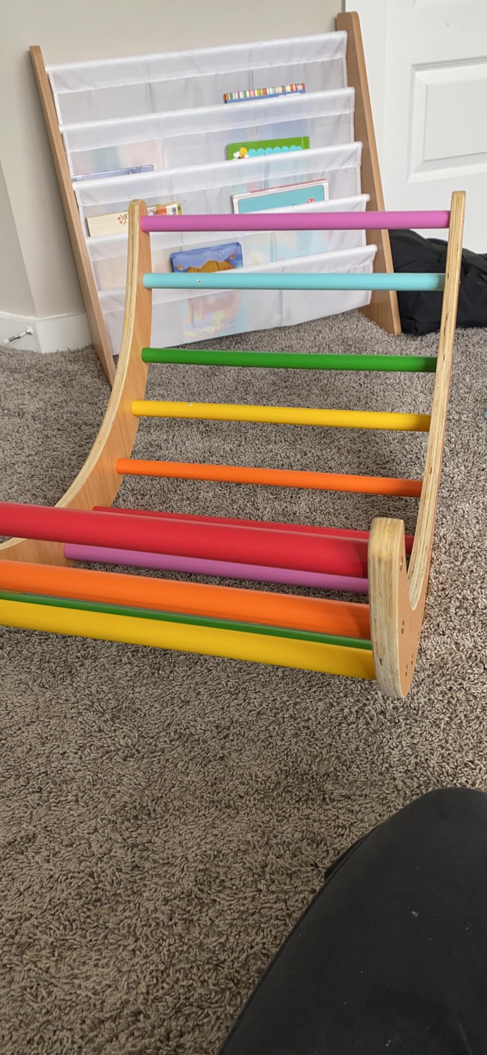 Beright 4 in 1 Pikler Triangle Gym, Montessori Foldable Climber with Ramp, Indoor Climbing Toys for Kids, Climbing Triangle for Toddlers Arch Climber, Rocker, Learning Waldorf Children Toy, Rainbow customer photo 1
