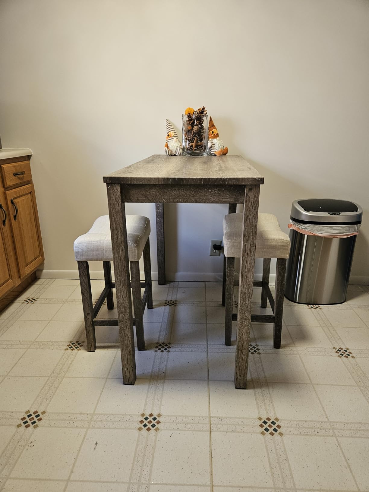 Sora Wood 3-Piece Counter Height Dining Set, Taupe customer photo 2