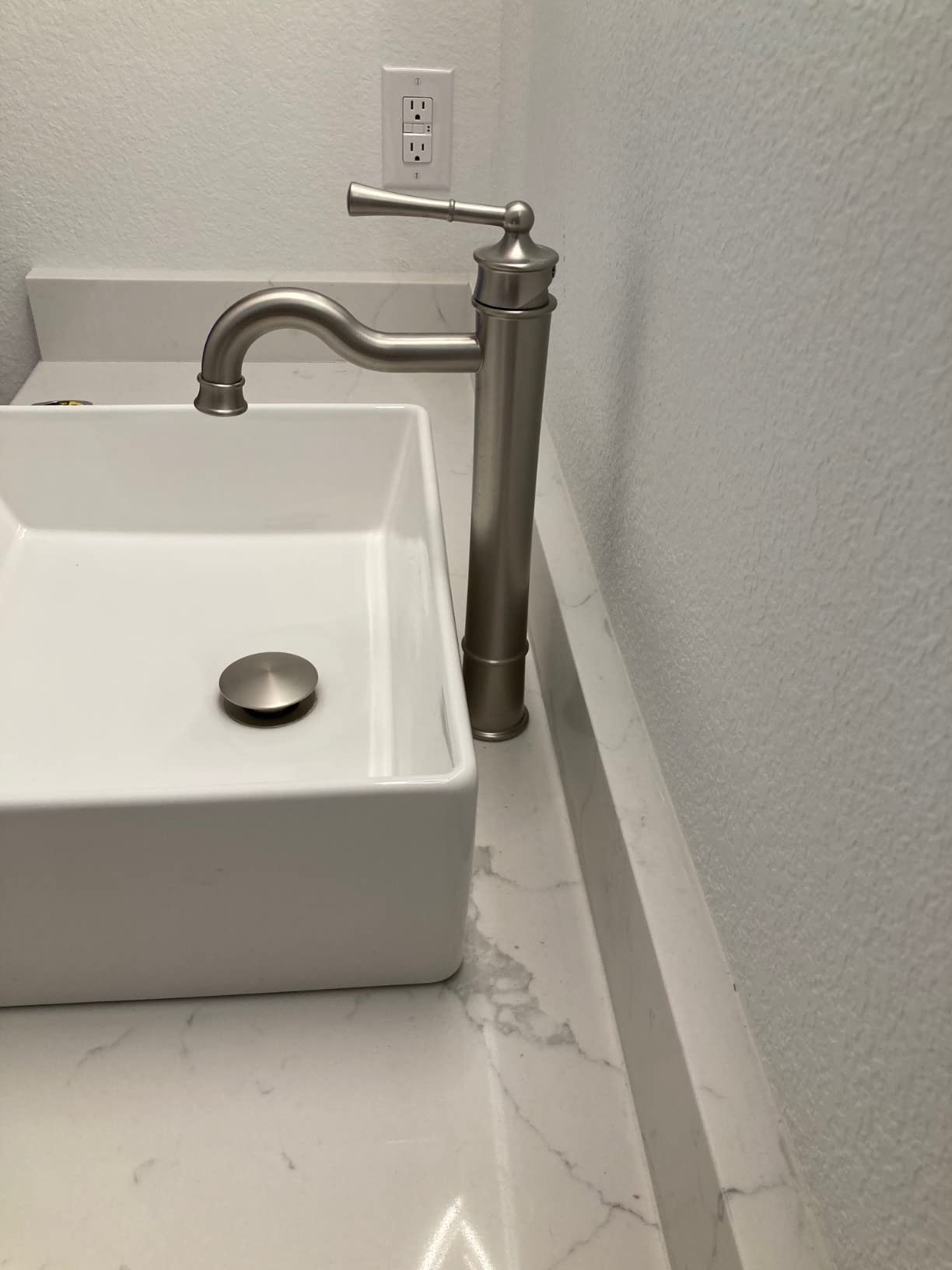 WINKEAR Vessel Sink Faucet Matte Black Bathroom Tall Faucet Single Hole Deck-Mount Pop up Drain Assembly Without Overflow Water Supply Lines Included customer photo 1