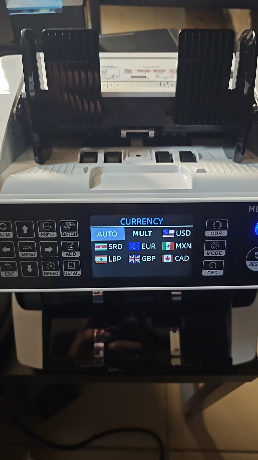 MUNBYN IMC01 Bank Grade Money Counter Machine Mixed Denomination, 2CIS/UV/IR/MG/MT Counterfeit Detection, Serial Number, MUL Currency Cash Counter, Printer Compatible Bill Value Counter (Black) customer photo 1