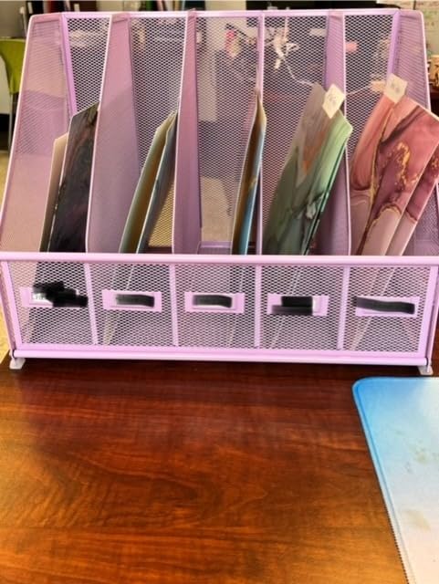SUPEASY Desk Organizers Metal Desk Magazine File Holder with 5 Vertical Compartments Rack File Organizer for Office Desktop, Classroom, Home Workspace, Black customer photo 1