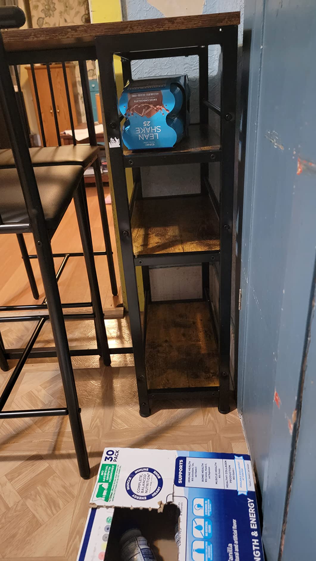 Gizoon Dining Table Set for 2 with 3 Storage Shelves, Kitchen Table and Chairs for 2 with Pu Cushion Chairs & Thick Wood Top, 3 Piece Dining Table Set for Small Space, Apartment - Retro customer photo 2
