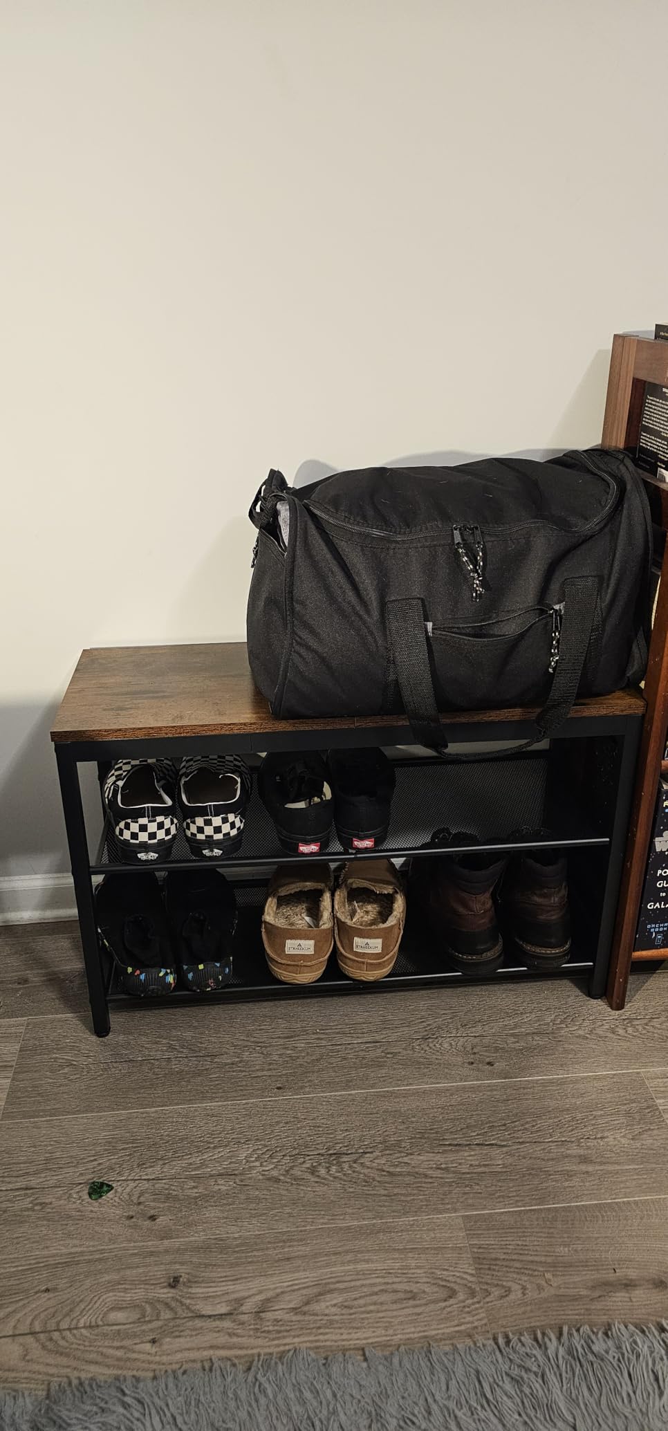 HOOBRO Shoe Bench, 3-Tier Shoe Rack, Industrial Shoe Organizer Storage Bench, 29.5 inches Entry Bench with Mesh Shelves, for Entryway, Living Room, Hallway, Easy Assembly, Rustic Brown BF75HX01 customer photo 2