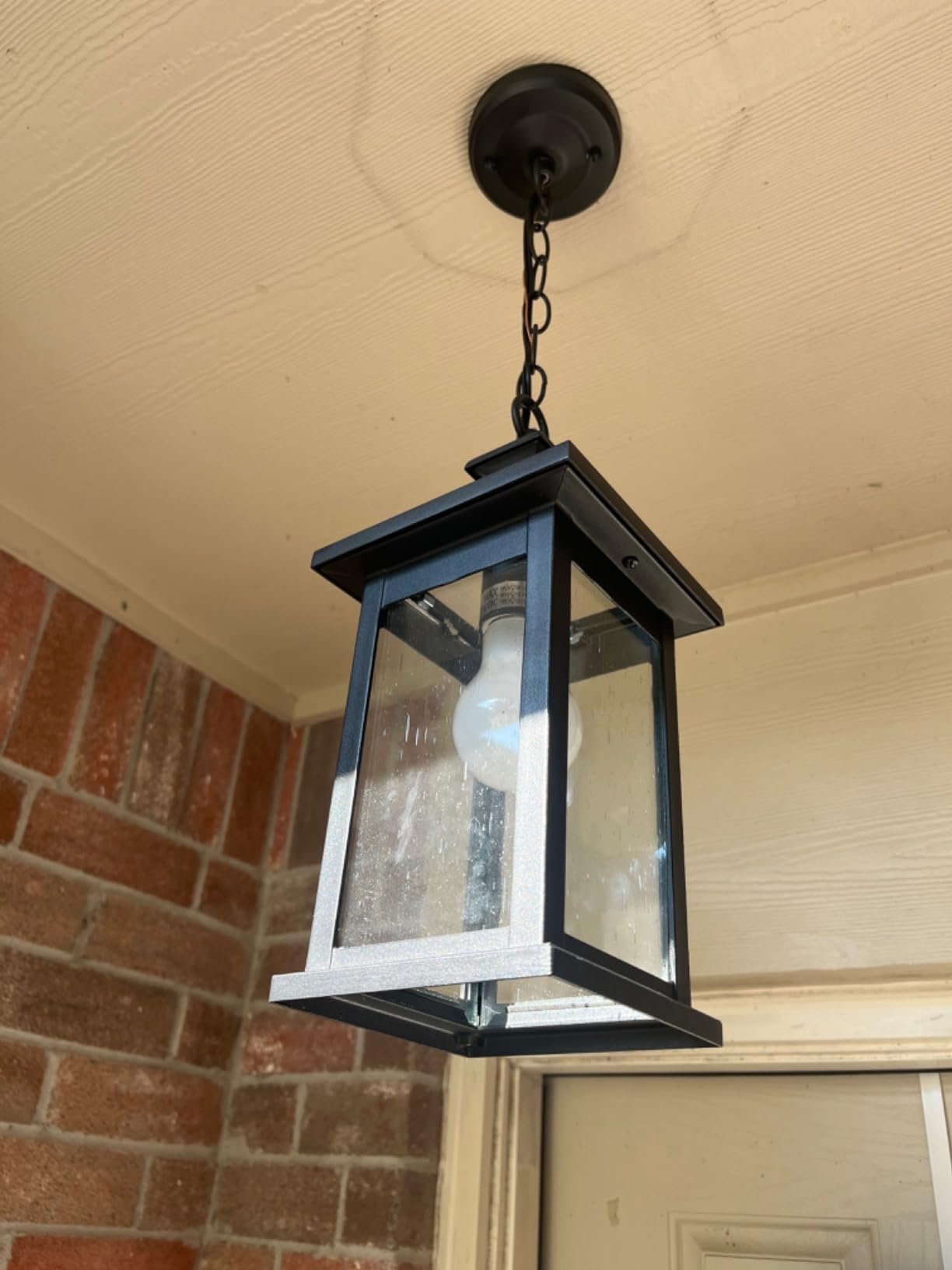 Darkaway Outdoor Pendant Light Fixture Lantern, Hanging Porch Light with Glass Aluminum Outdoor Pendant Lights for Porch, Patio, Entryway (1 Pack, Black) customer photo 1