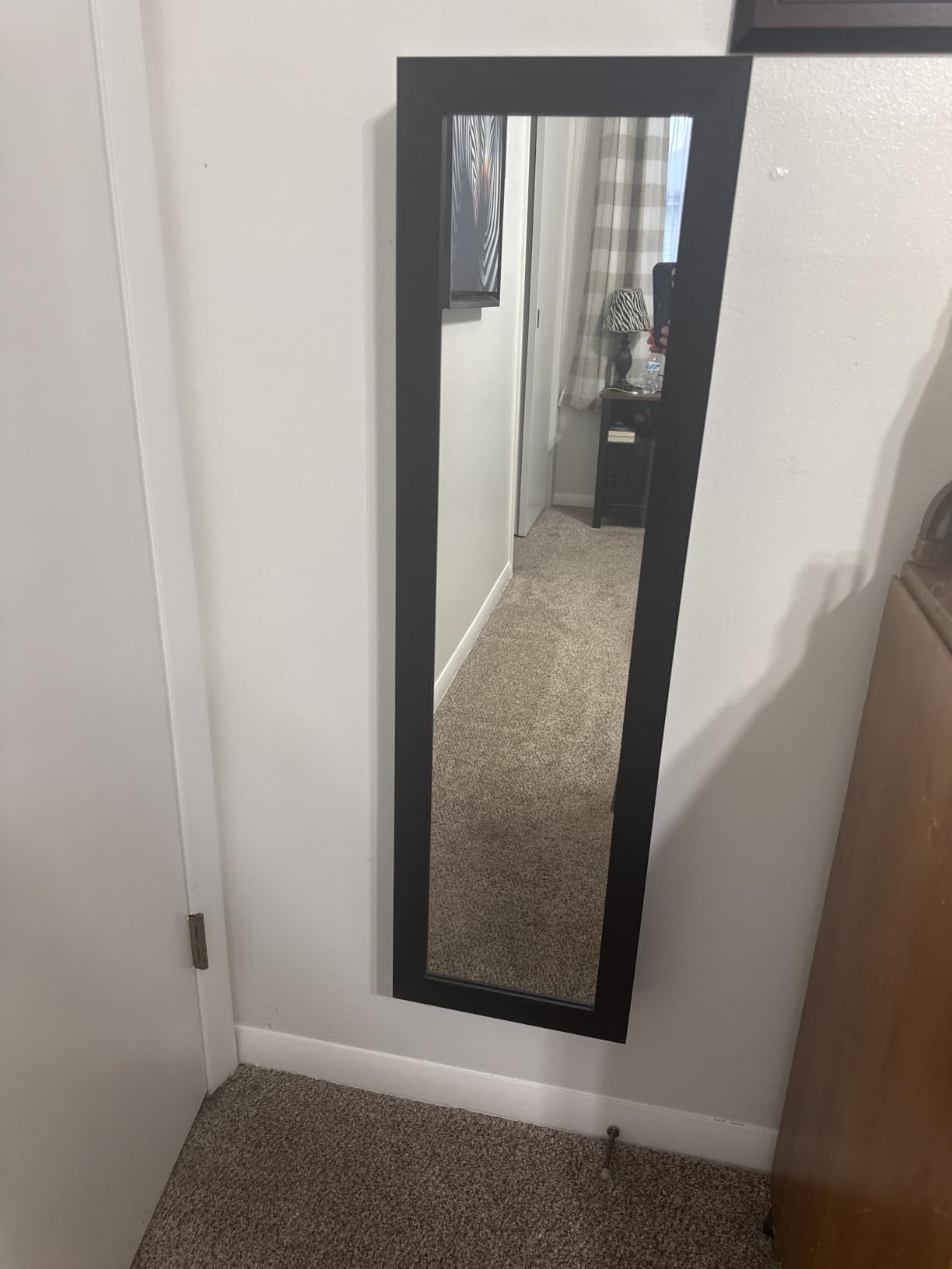 COSTWAY Full Length Mirror Jewelry Cabinet, Wall Door Mounted Jewelry Organizer with Makeup Mirror, Ring Slots & Necklace Hooks, Large Storage Jewelry Armoire for Bedroom, Dressing Room (Black) customer photo 1