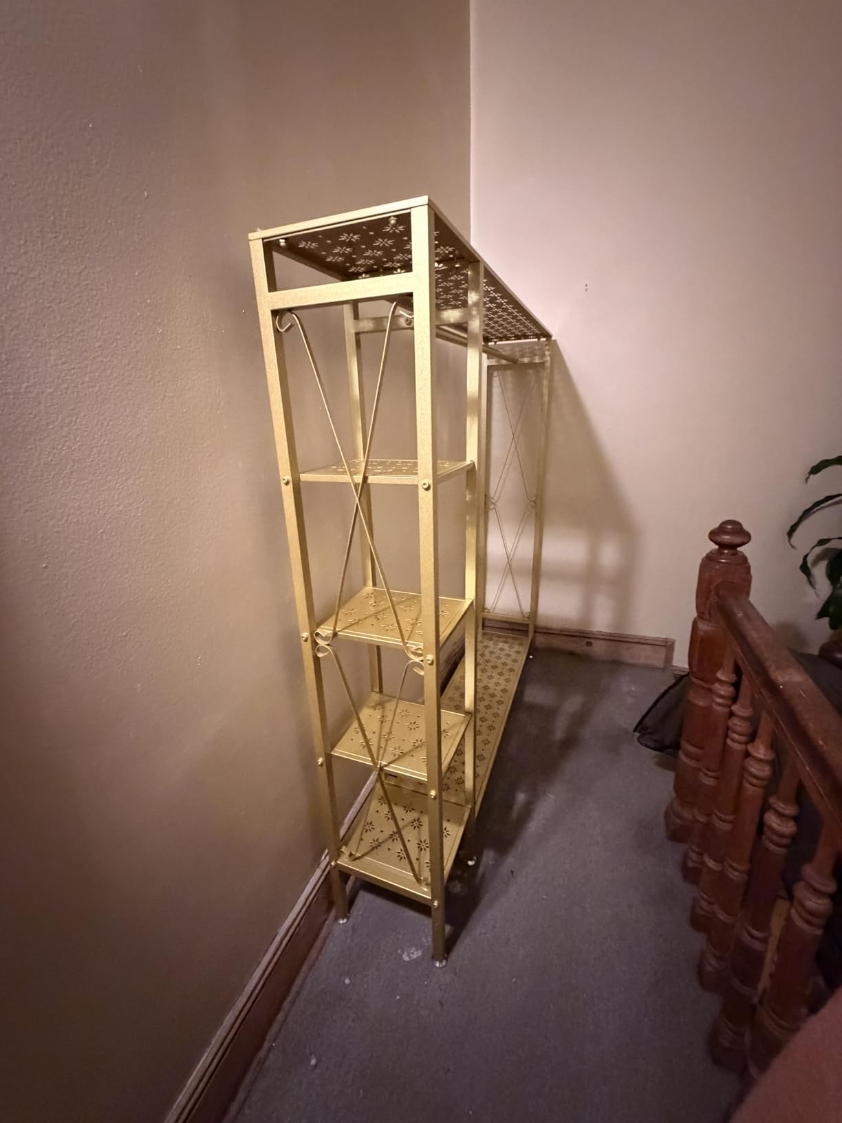 TIEOU Gold Clothes Racks Free-Standing, Gold Clothing Rack with Shelves for Boutiques, Heavy Duty Garment Rack for Hanging Clothes, Large Wardrobe Closet(Only One Shelf) customer photo 2