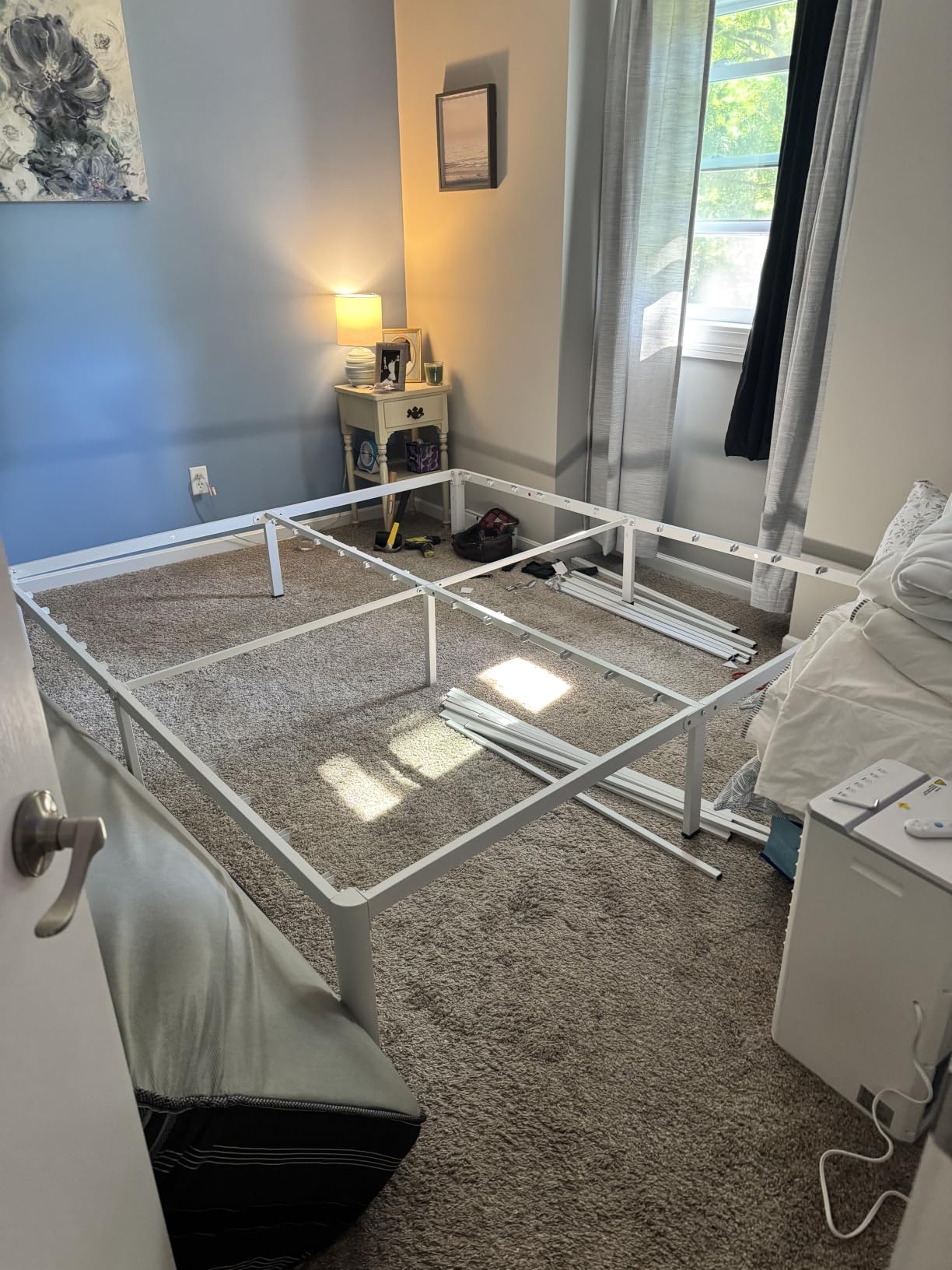 MAF 14 Inch Queen Metal Platform Bed Frame with Round Corner Legs | Mattress Baffle, 3000 LBS Heavy Duty Steel Slat Support, Noise Free, No Box Spring Needed, Easy Assembly, 12.4