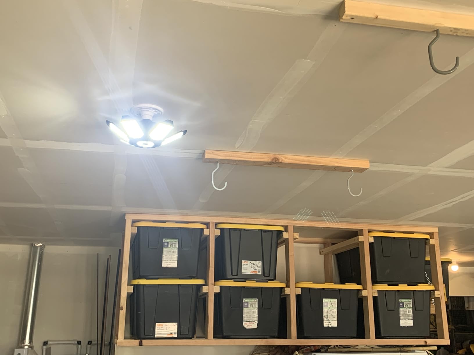 Garage Lights - 32000LM LED Garage Ceiling Lights 6500K Daylight | Super Brighter LED Shop Light w/ 6 Deformable Panels Screw in E26/E27 Socket Light Bulbs for Workshop Storage Warehouse Attic - 2Pack customer photo 1