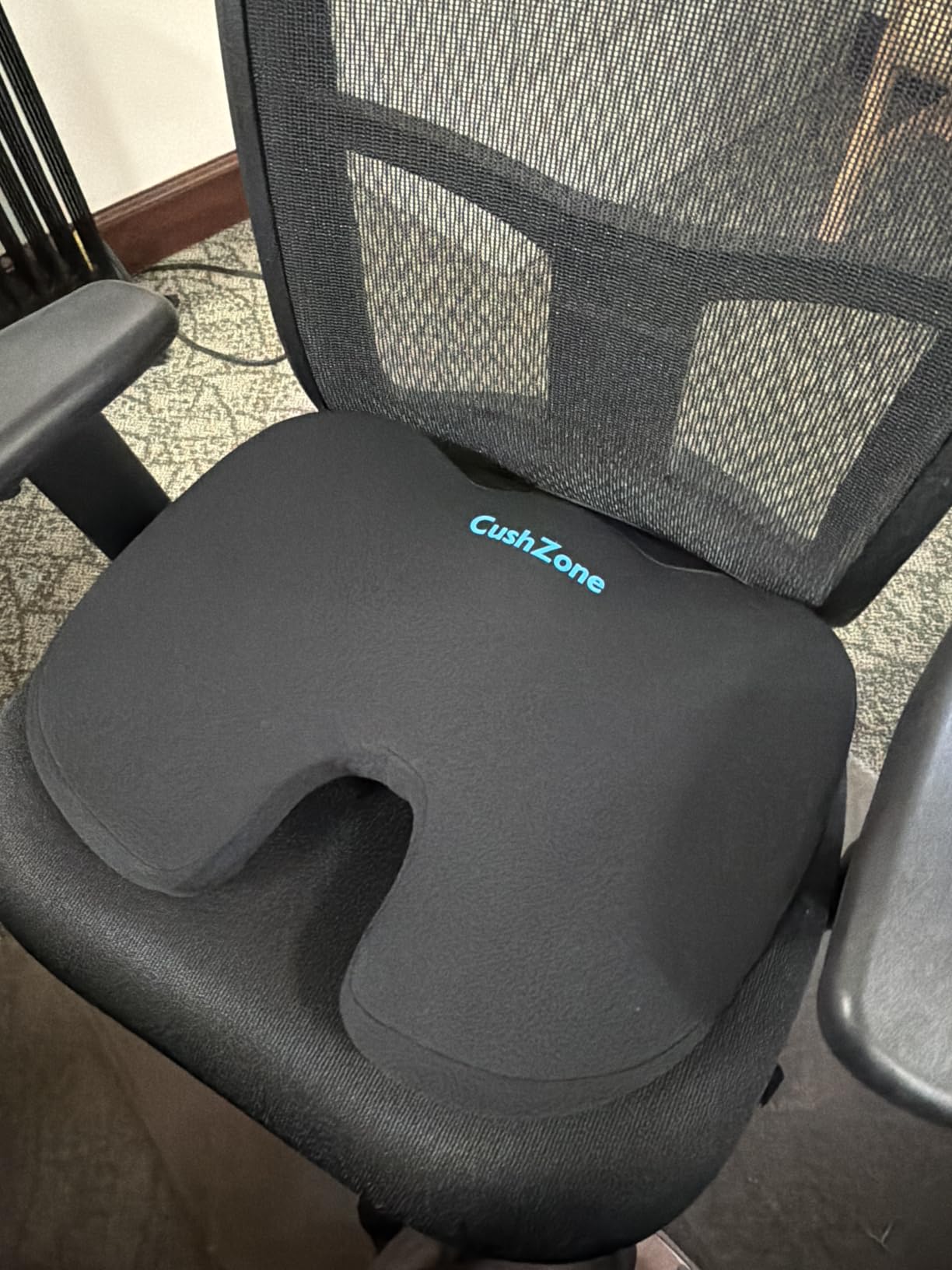 CushZone Seat Cushion - Memory Foam Office Chair Cushion for Sciatica, Tailbone & Back Pain Relief - Orthopedic Coccyx Pillow for Car, Airplane, Pregnancy & Long Sitting at Work, Black customer photo 2