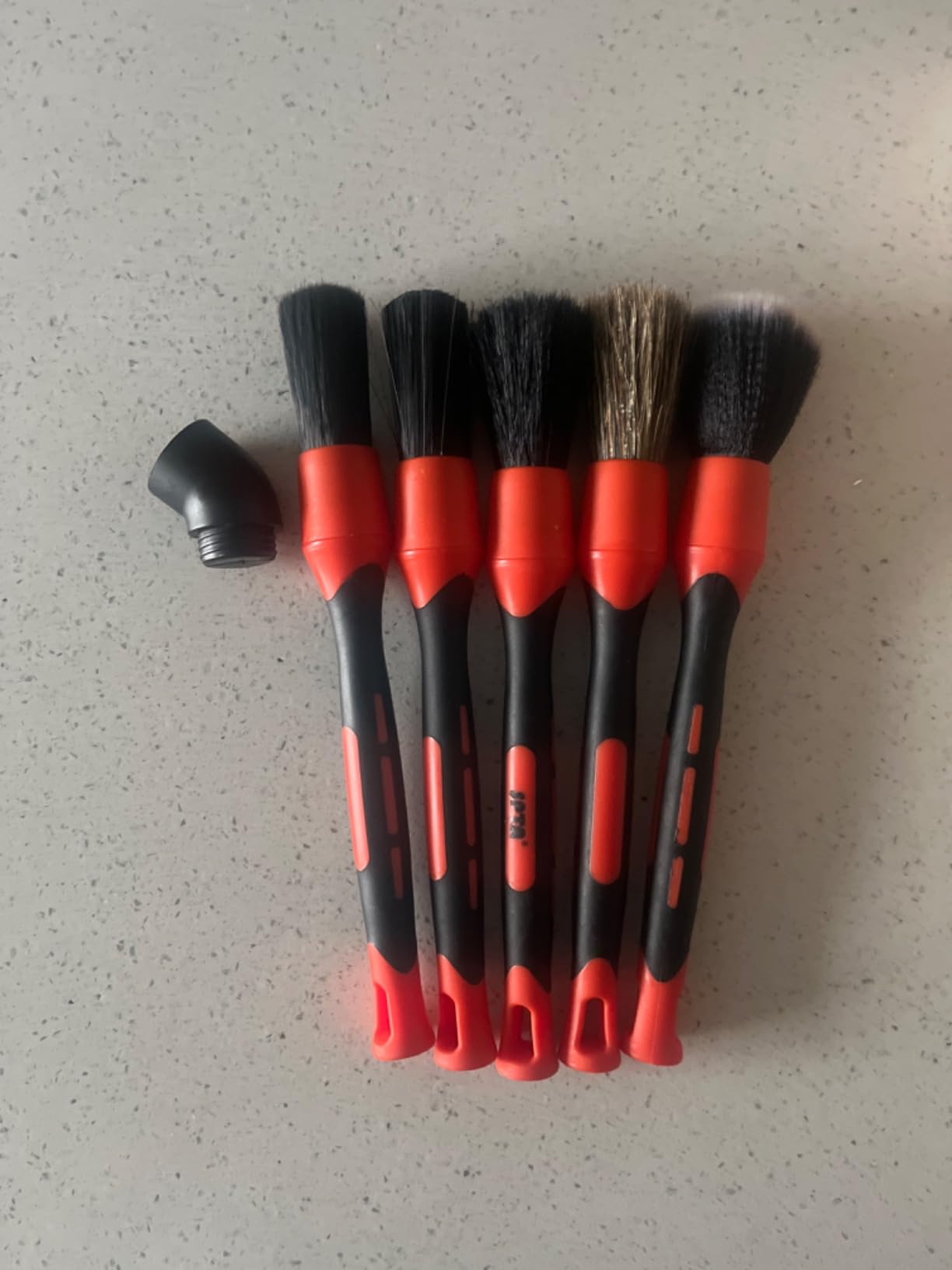 SPTA Car Detailing Brush Set, 5 Pack Soft Boar Hair Auto Detail Brush Kit with Elbow for Automotive Elegant Surface Interior Exterior Dashboard Emblems Panels Engine Bay Wheels Air Vent Seat Leather customer photo 1