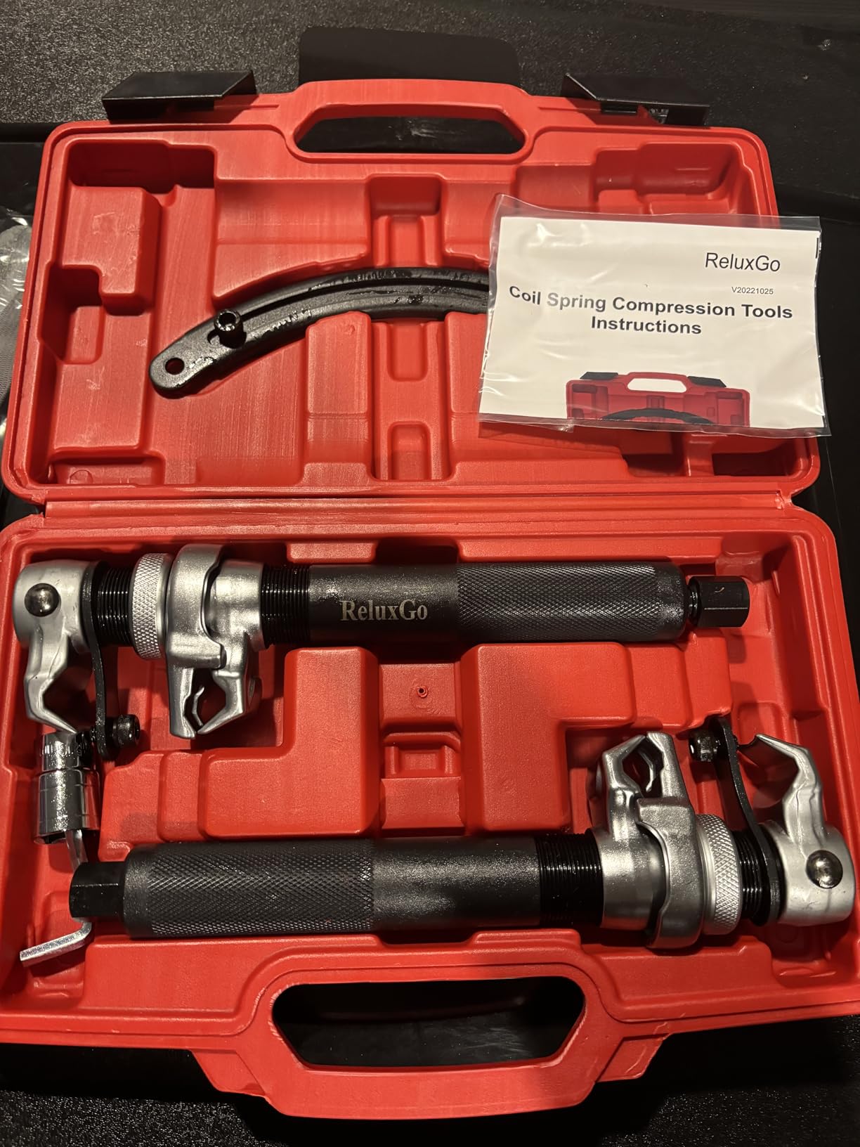ReluxGo Coil Spring Compressor Tool Automotive 2 pcs Heavy Duty Macpherson Strut Spring Compressor Set with Safety Bracket for Car Truck ATV UTV, 2200 LB Capacity, Coil Spring Compression Tool customer photo 2