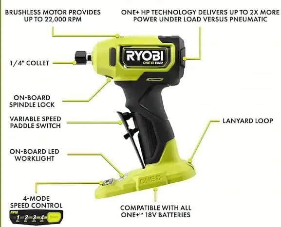 RYOBI ONE+ HP 18V Brushless Cordless Compact 1/4 in. Right Angle DIE Grinder Tool ONLY customer photo 1