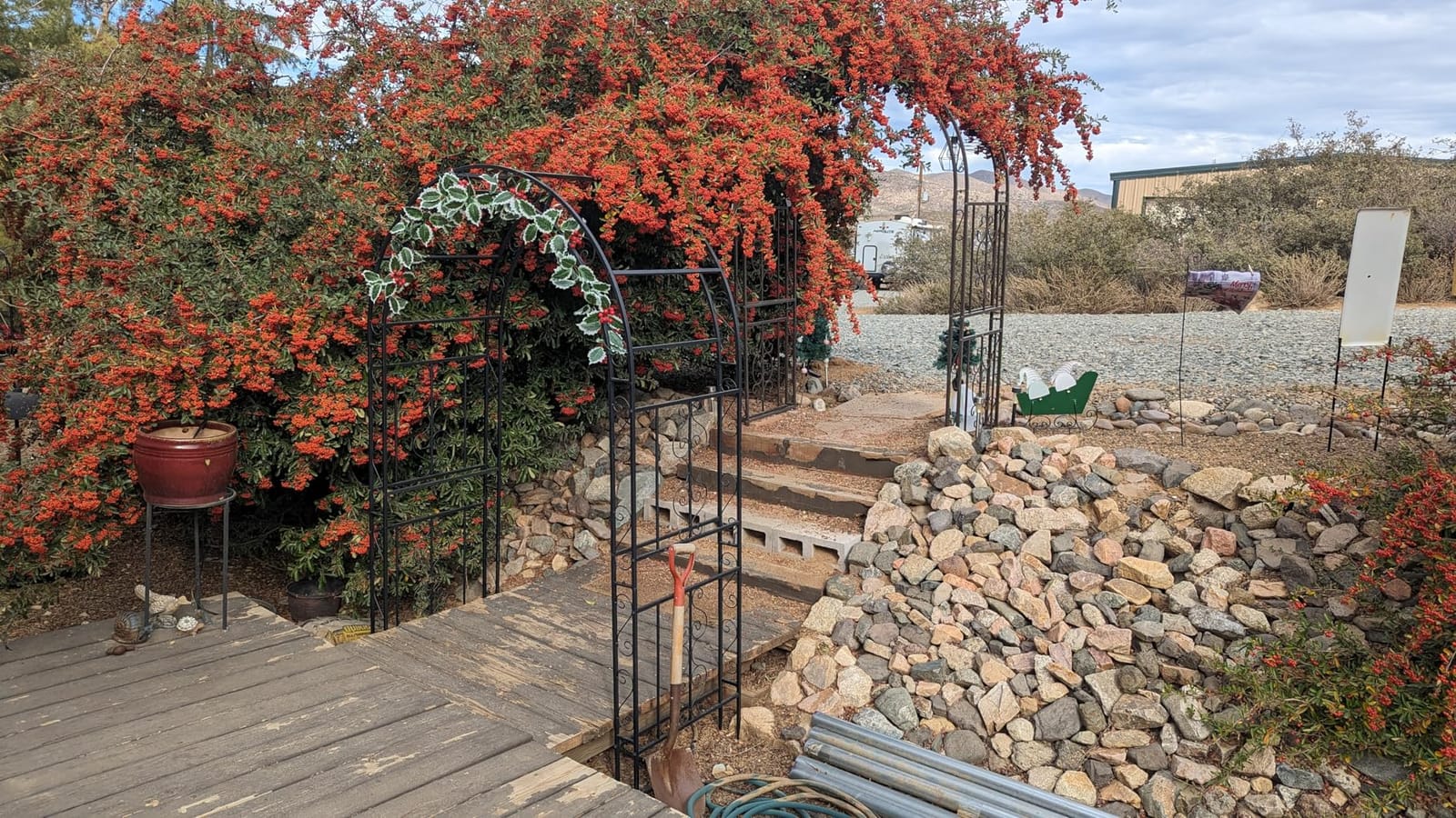 Outvita 7FT Metal Garden Arch Arbor, Black Trellis Frame | Heavy duty metal arbour with 7 in ground stakes; for roses, vines, lawn, patio, wedding & party decor customer photo 2