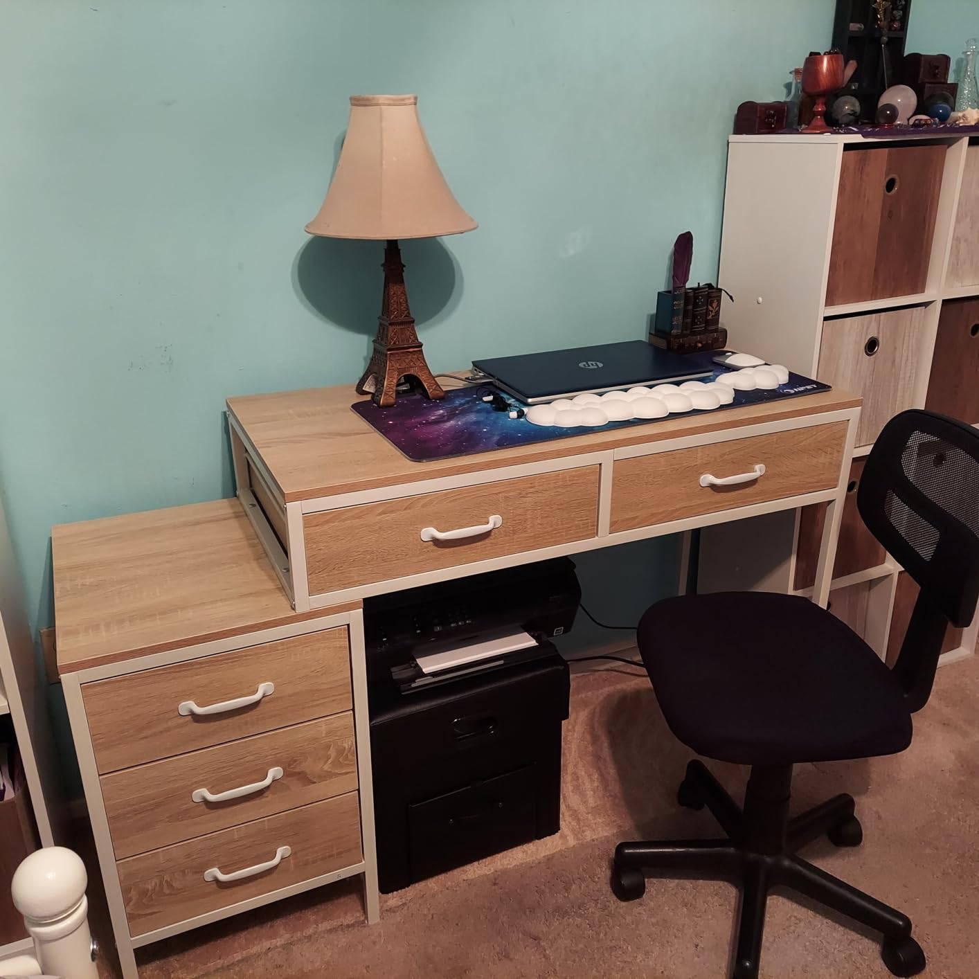 Tribesigns Computer Desk with 5 Drawers, Reversible Home Office Desks | Small Desk with Drawer Cabinet Printer Stand, PC Desk with Storage, Rustic Study Writing Table Workstation for Small Spaces customer photo 1