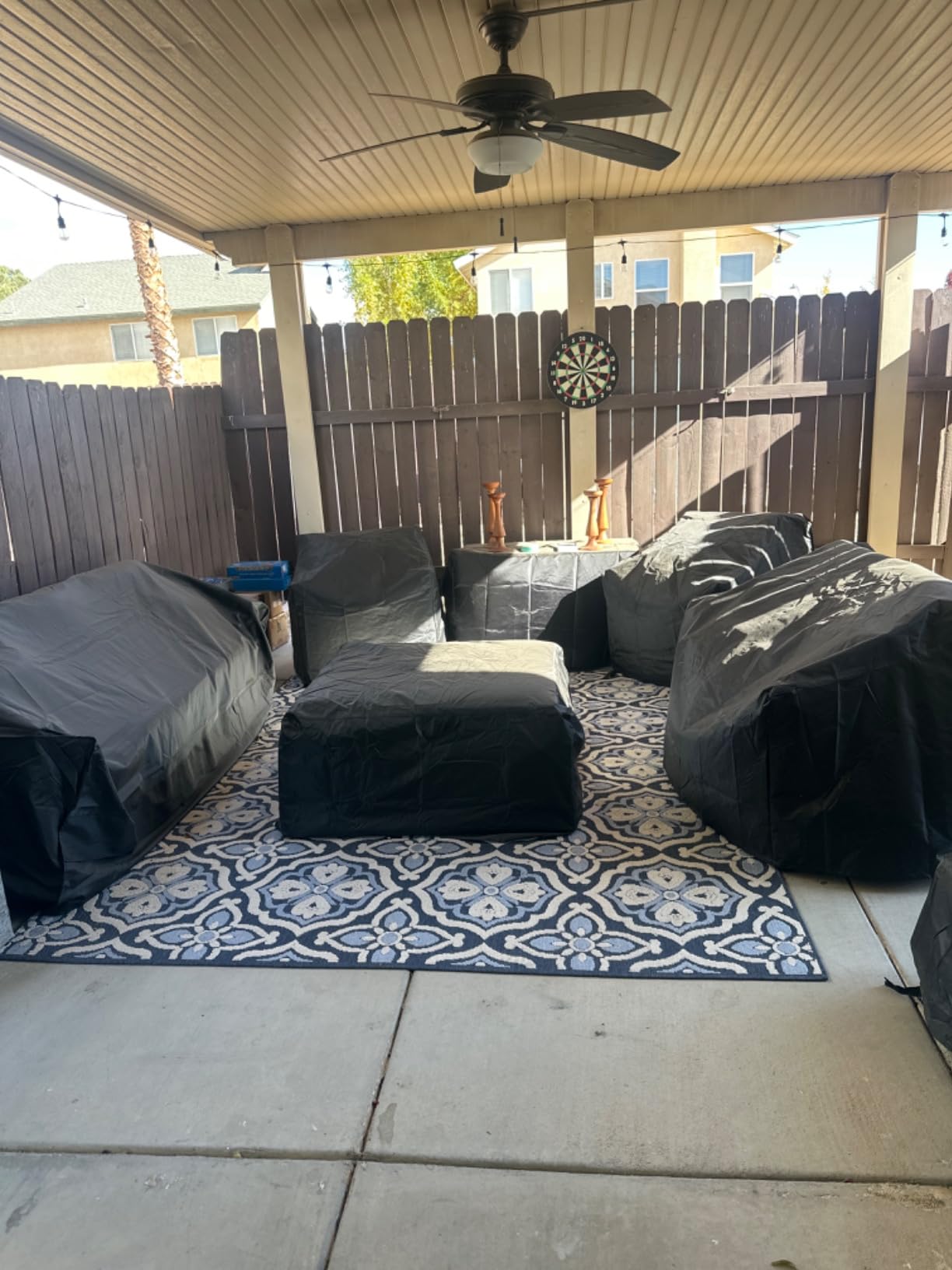 STARTWO Patio Furniture Cover 4 Piece Set, Black, Regular | Outdoor Furniture Cover Waterproof for Loveseat, Lawn Chairs, Coffee Table, Windproof with Buckle Strap customer photo 2