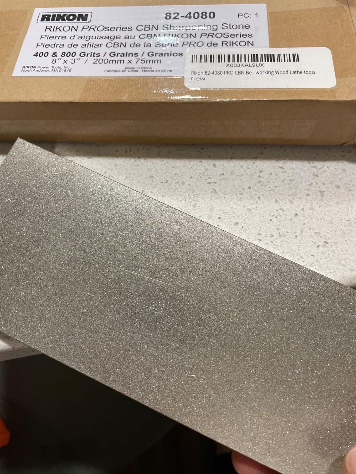 Rikon 82-4080 PRO CBN Bench Stone 8in x 3in 400 grit on one side and 800 grit on the other for high speed steel woodworking Wood Lathe tools customer photo 1