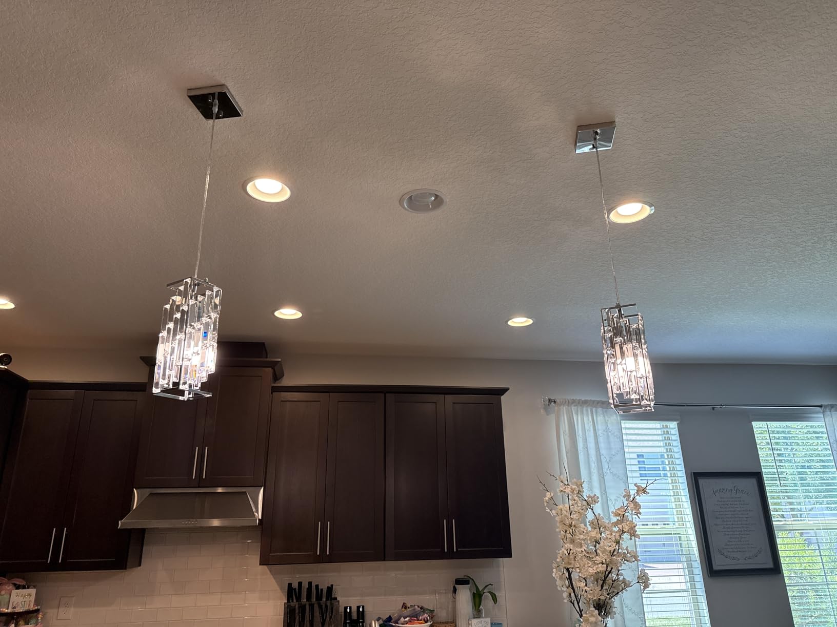 Black Pendant Lighting Modern Pendant Light, Mini Crystal Chandeliers,Adjustable Pendant Light Fixture for Kitchen Island Dinning Room Bedroom (2 Pack) customer photo 1