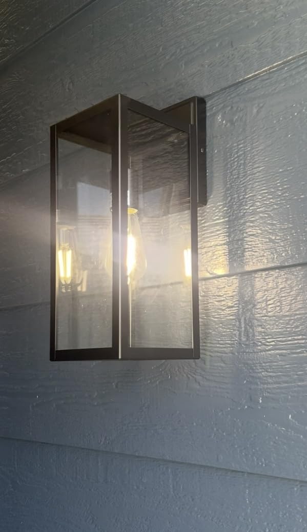 hykolity Large Size Outdoor Wall Lights, 16 Inch Wall Lantern | Waterproof Exterior Wall Sconce, Anti-Rust Wall Mounted Lighting with Glass Shade, Lamp with E26 Socket for Porch, 1 Pack customer photo 2