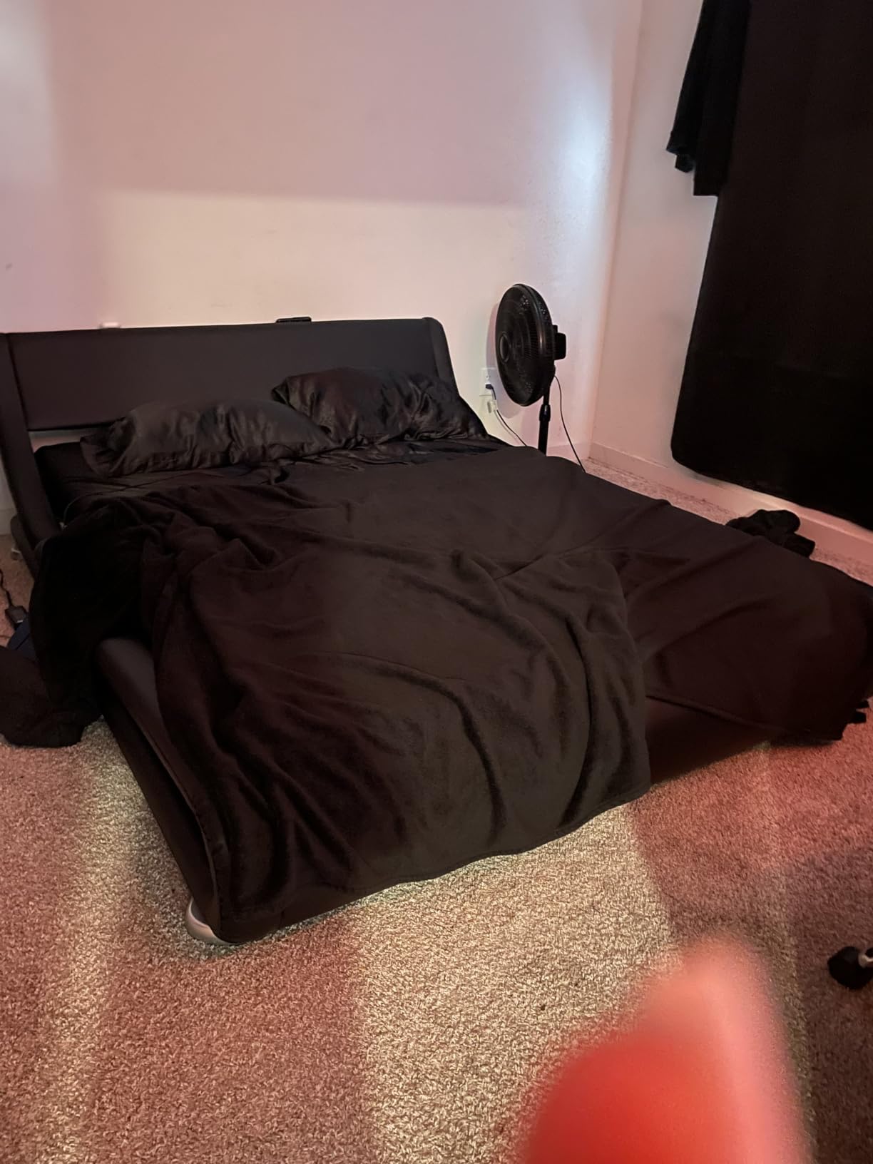 SHA CERLIN Queen Size Sleigh Bed Frame, Low Profile, Faux Leather, Black | Upholstered Platform Beds, Ergonomics Adjustable Headboard, Heavy Duty Strong Support, No Box Spring Needed, Easy Assembly customer photo 1