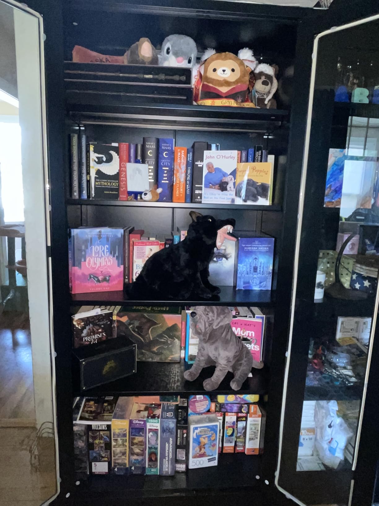 PEUKC Display Cabinet with Glass Doors, 71 Inches Metal Display Case with 4 Adjustable Shelves, Curio Storage Cabinet with Lock for Home, Office, Book, Pantry, Assemble Required (Black) customer photo 1