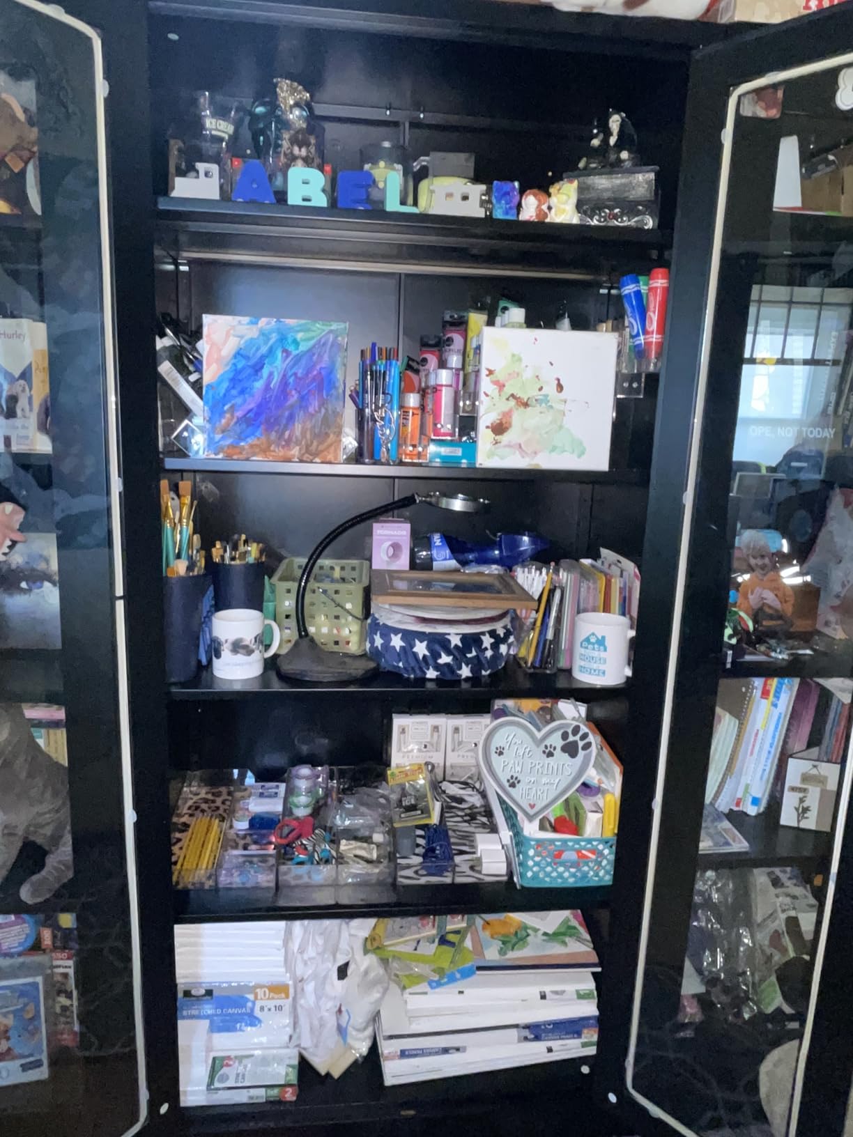 PEUKC Display Cabinet with Glass Doors, 71 Inches Metal Display Case with 4 Adjustable Shelves, Curio Storage Cabinet with Lock for Home, Office, Book, Pantry, Assemble Required (Black) customer photo 2